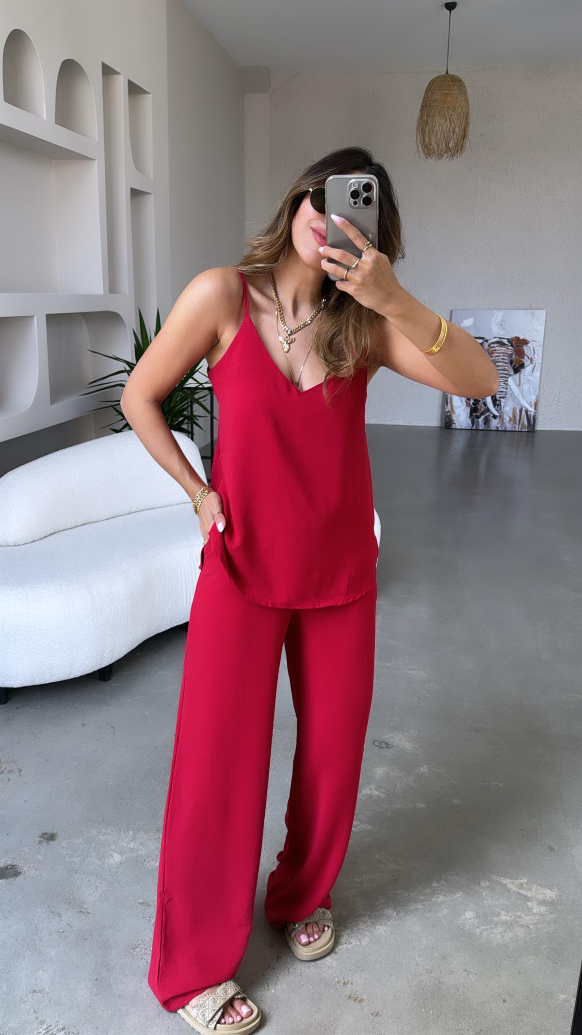 Bordo Askılı Tiril Takım