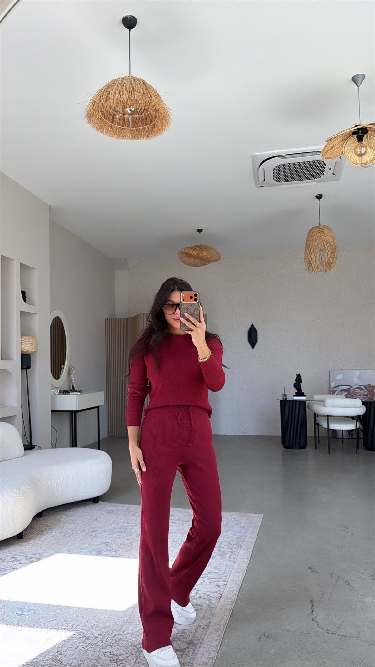 Bordo Bisiklet Yaka Fitilli Alt Üst Takım