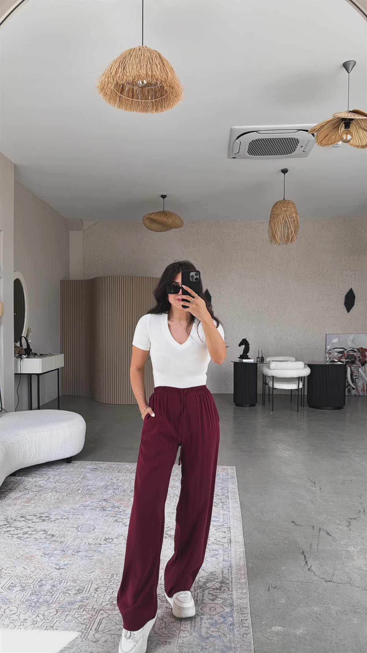 Bordo Bol Paça Massi Pantolon