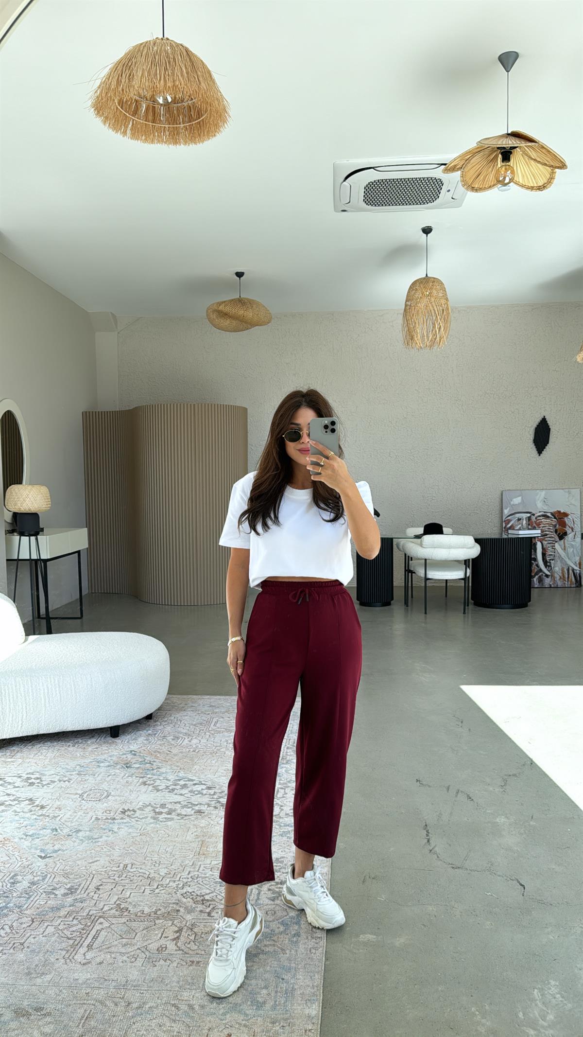 Bordo Çımalı Modal Eşofman