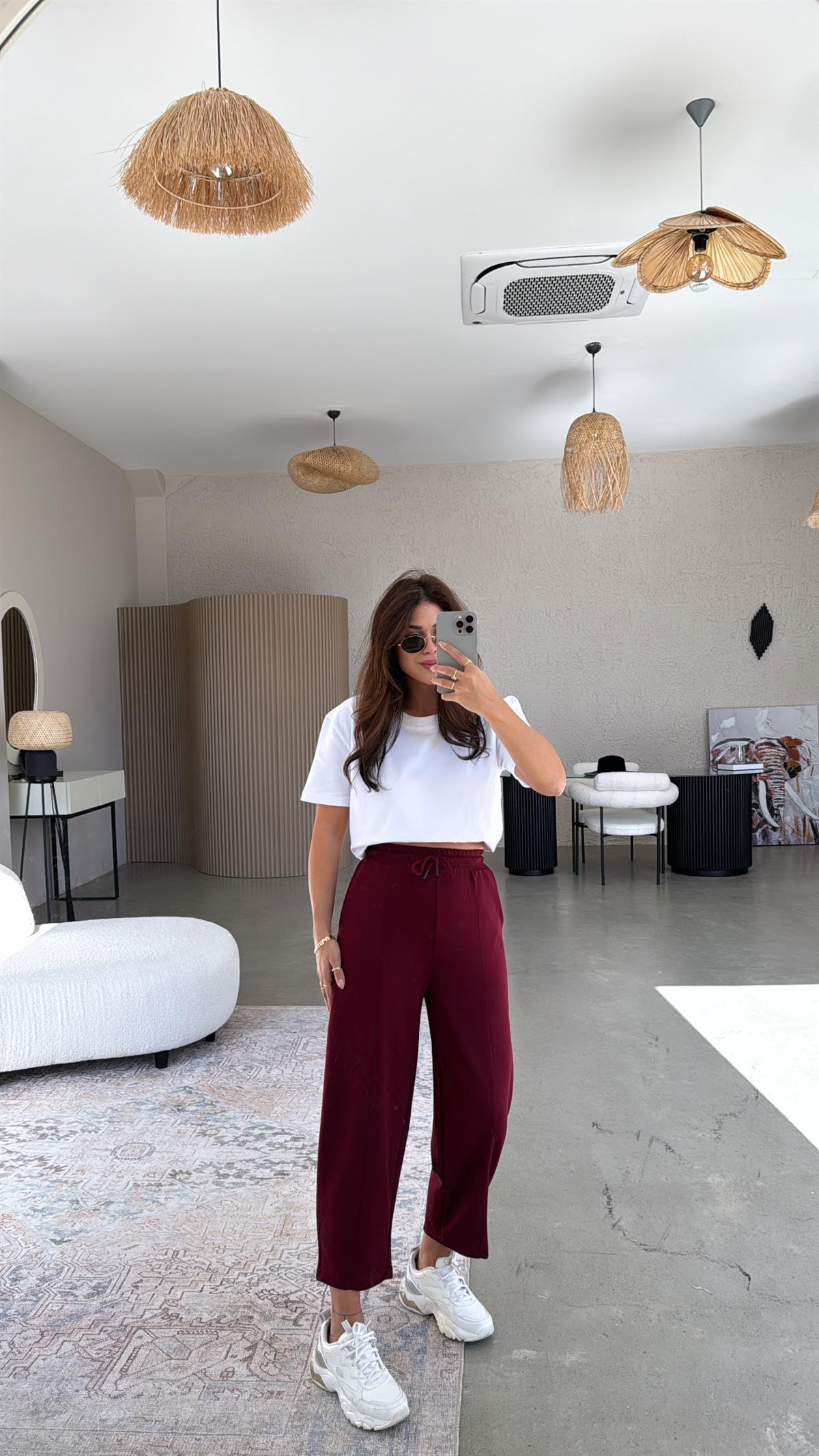 Bordo Çımalı Modal Eşofman