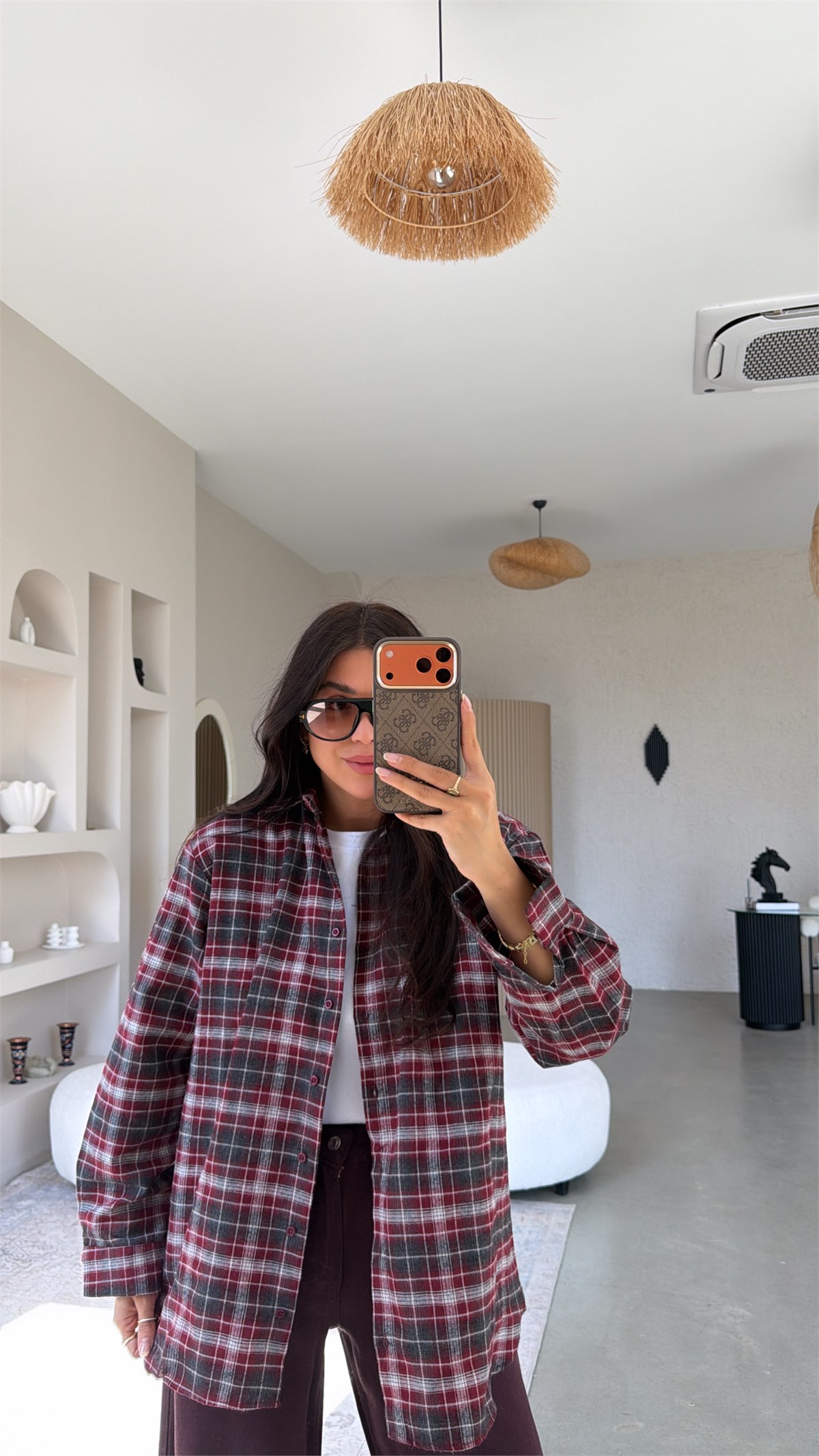 Bordo Ekoseli Oduncu Style Gömlek