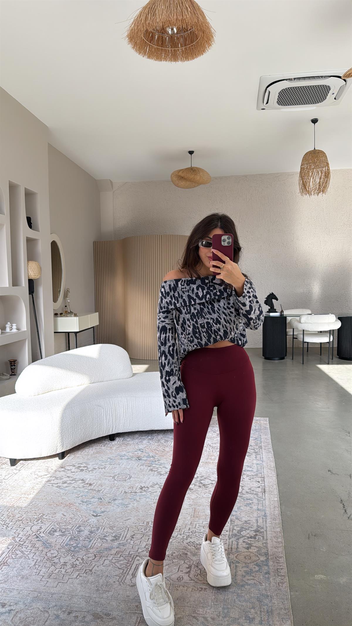 Bordo İçi Şardonlu Oys Tayt