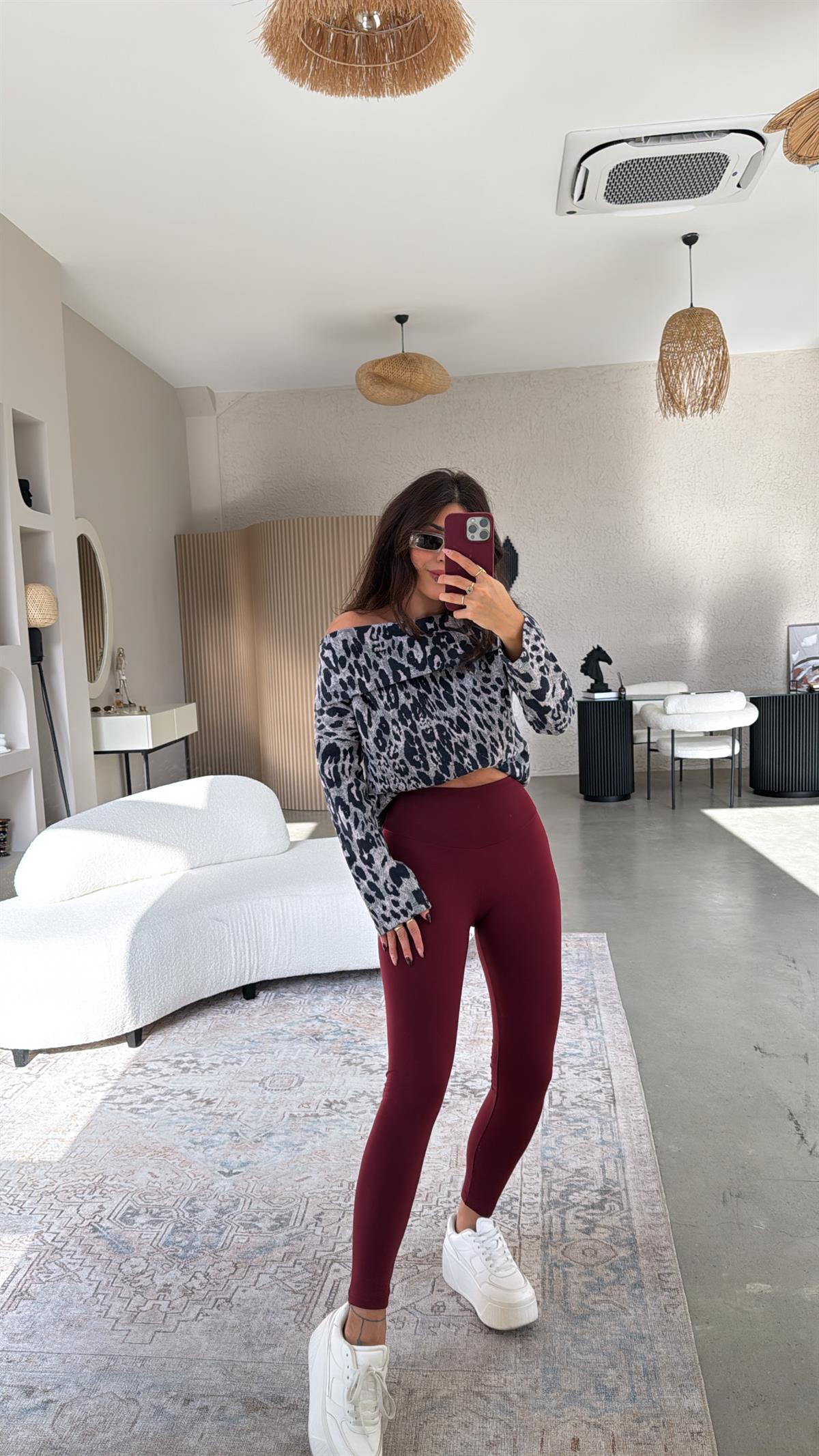 Bordo İçi Şardonlu Oys Tayt