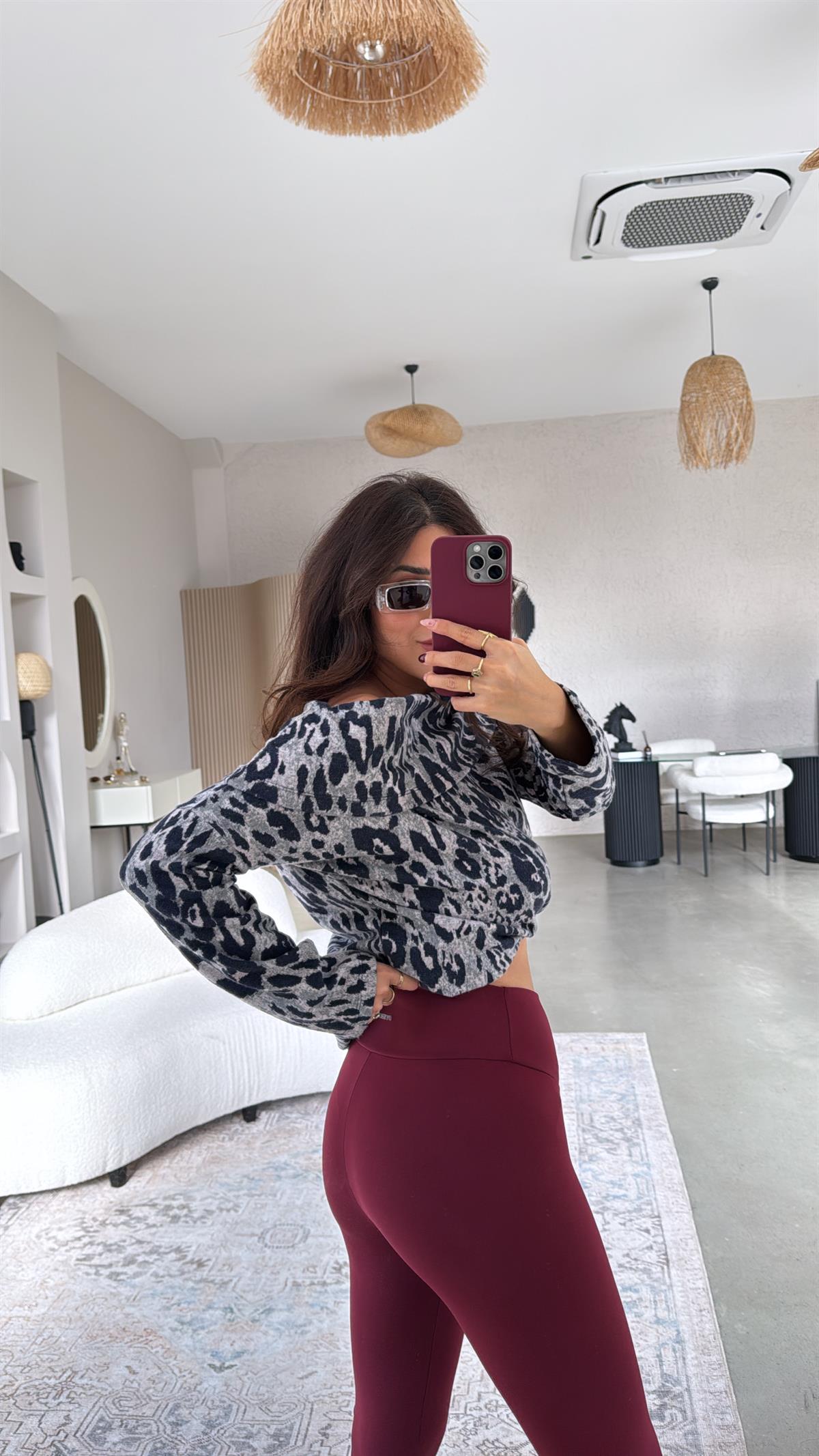 Bordo İçi Şardonlu Oys Tayt