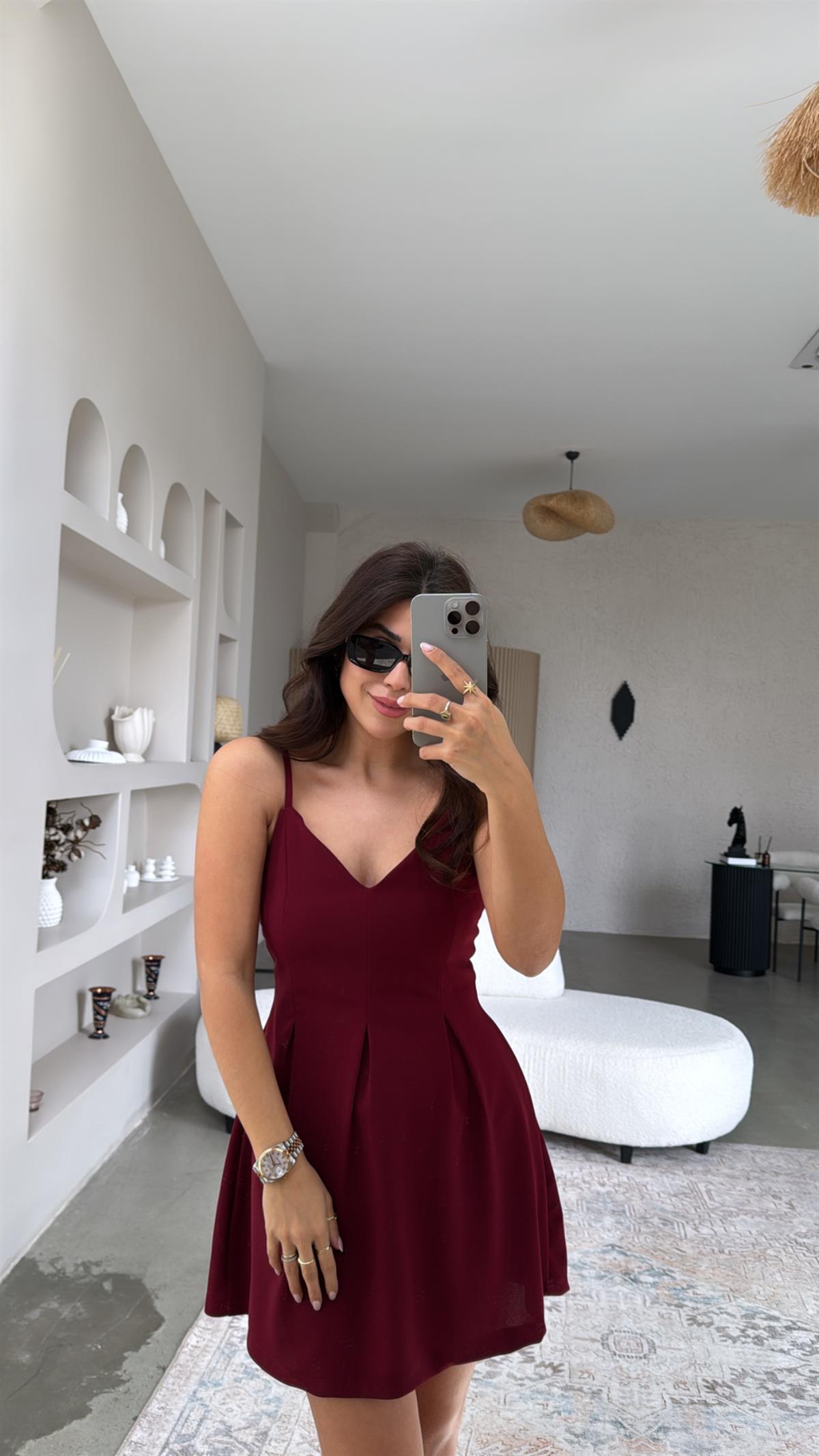 Bordo Joker Mini Elbise