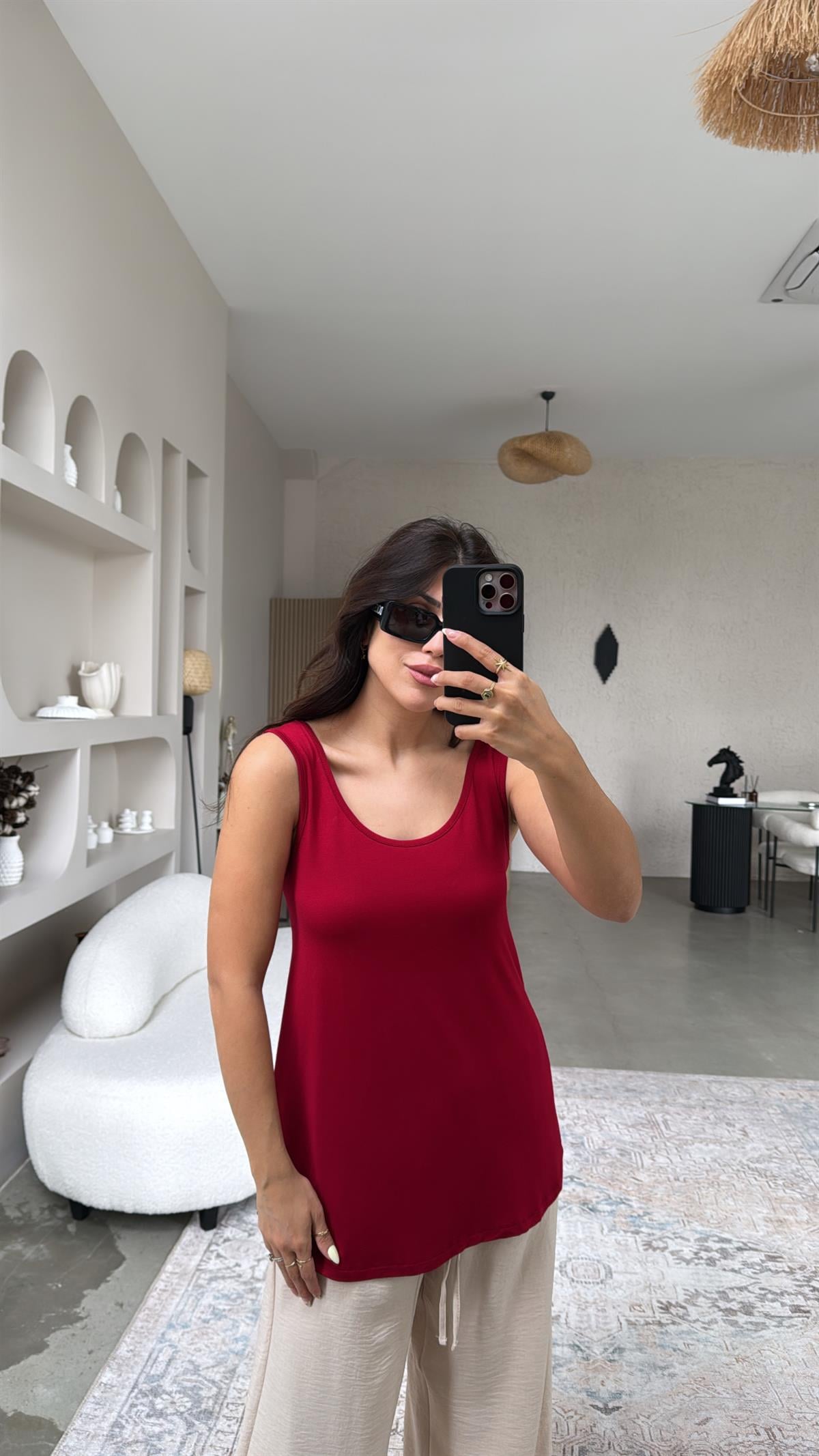 Bordo Kalın Askı Salaş Atlet