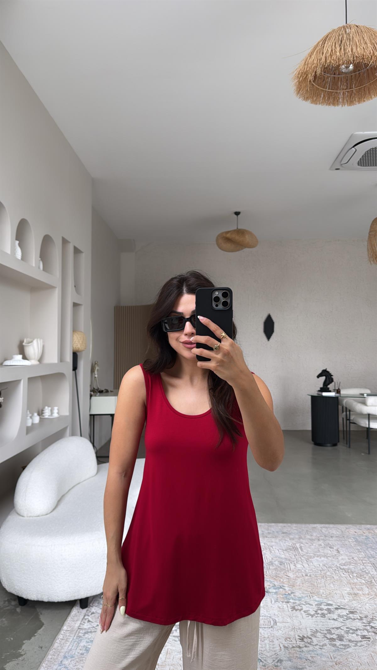 Bordo Kalın Askı Salaş Atlet