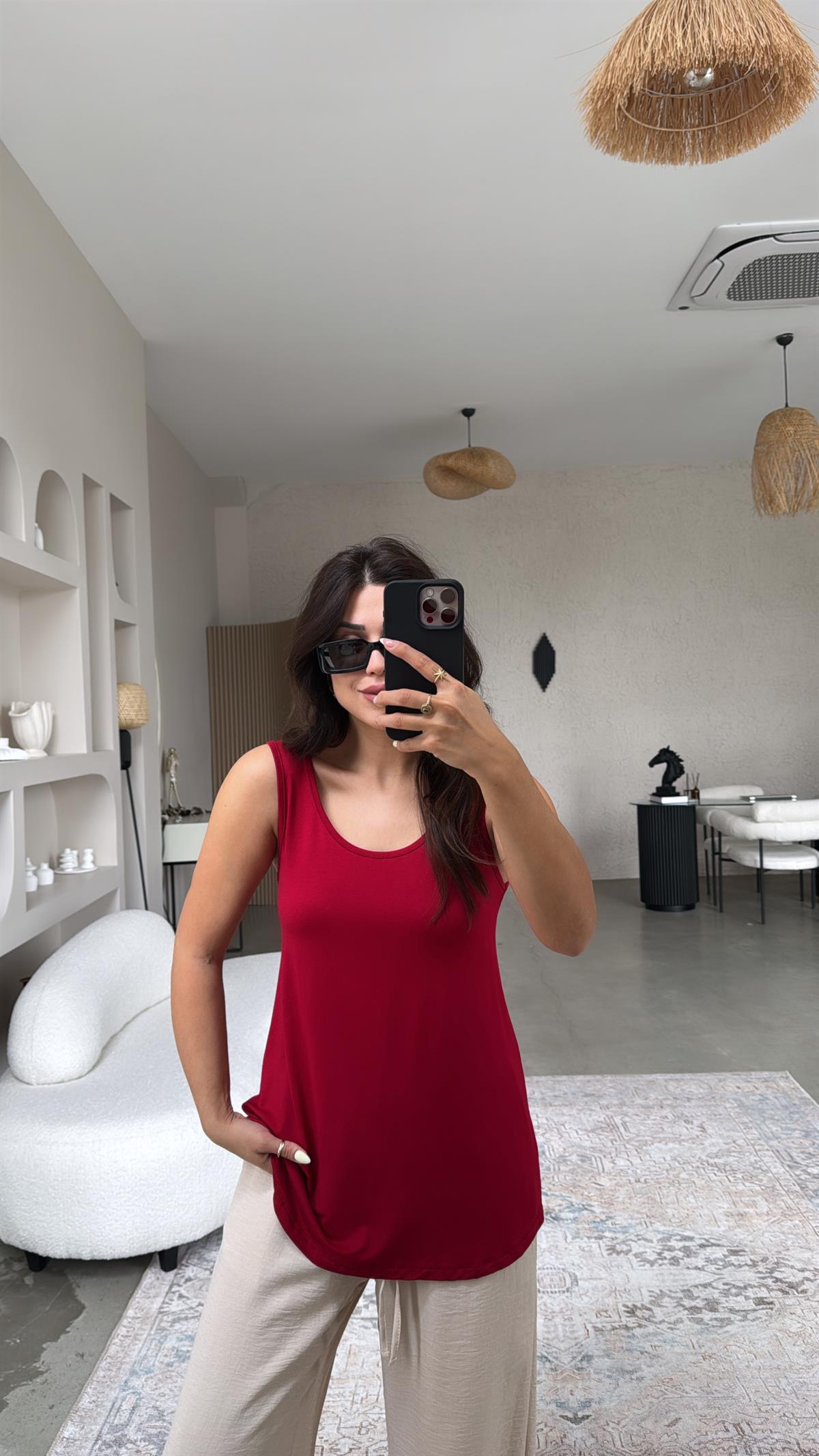 Bordo Kalın Askı Salaş Atlet