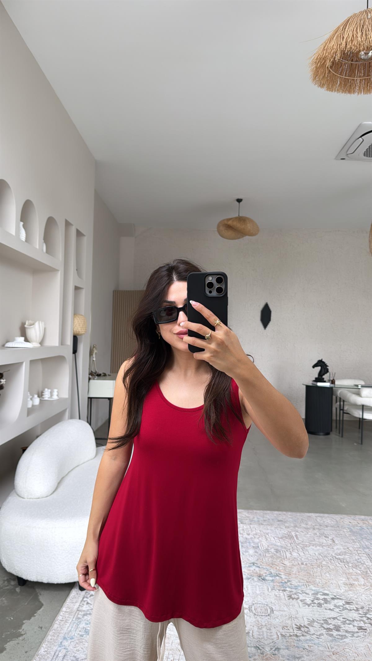 Bordo Kalın Askı Salaş Atlet