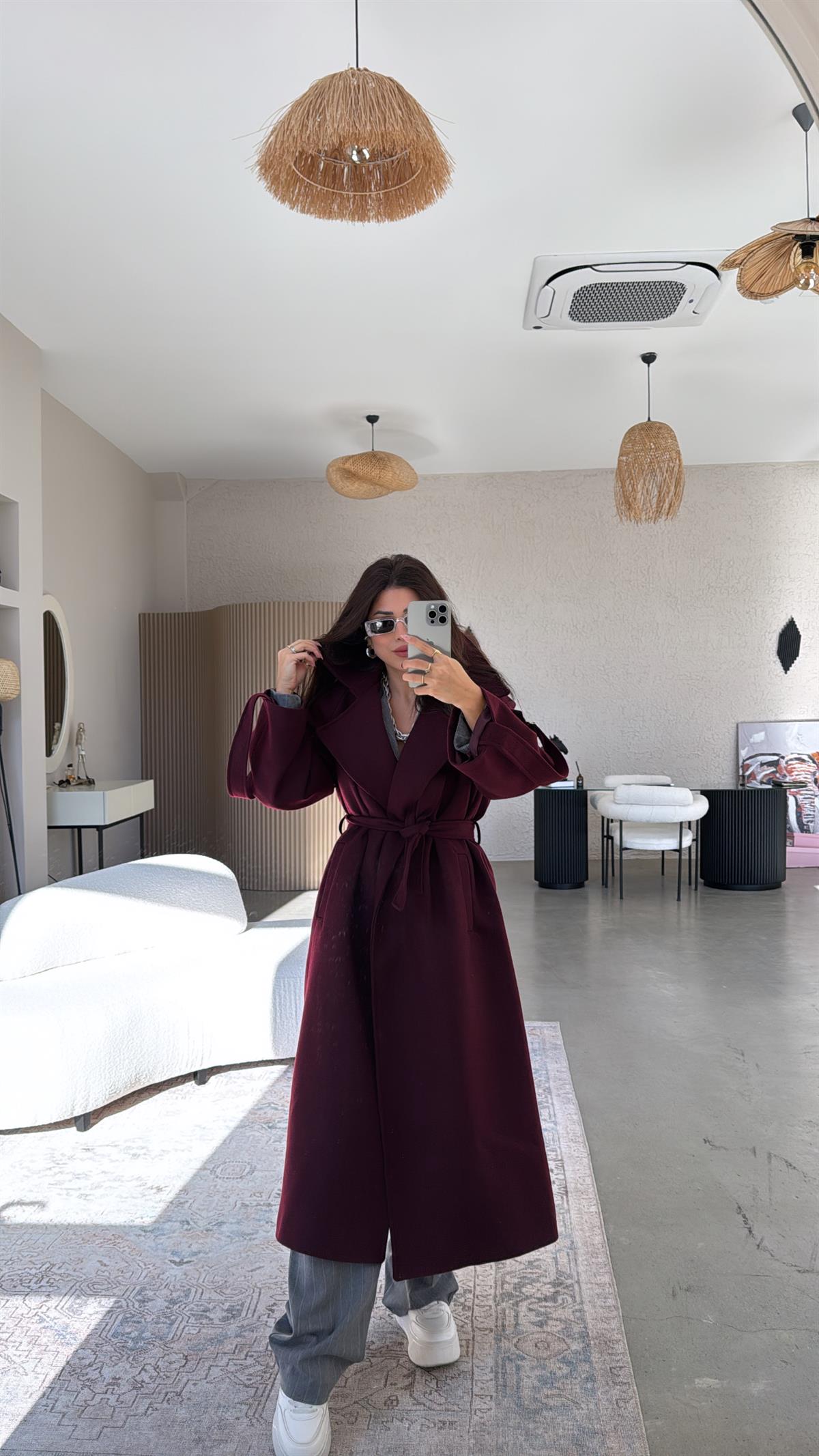 Bordo Kaşe Premium Kaban