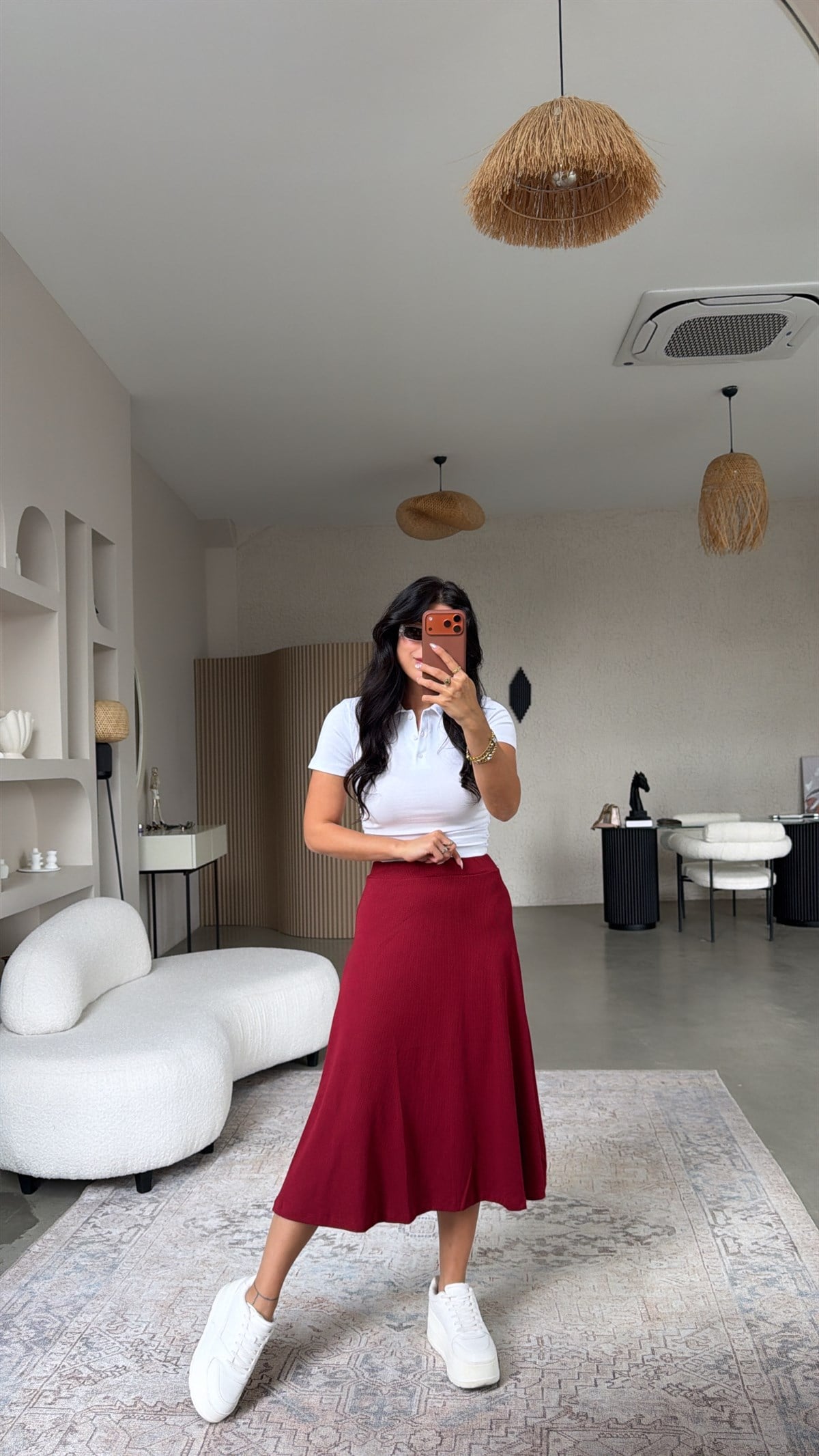Bordo Kaşkorse Etek