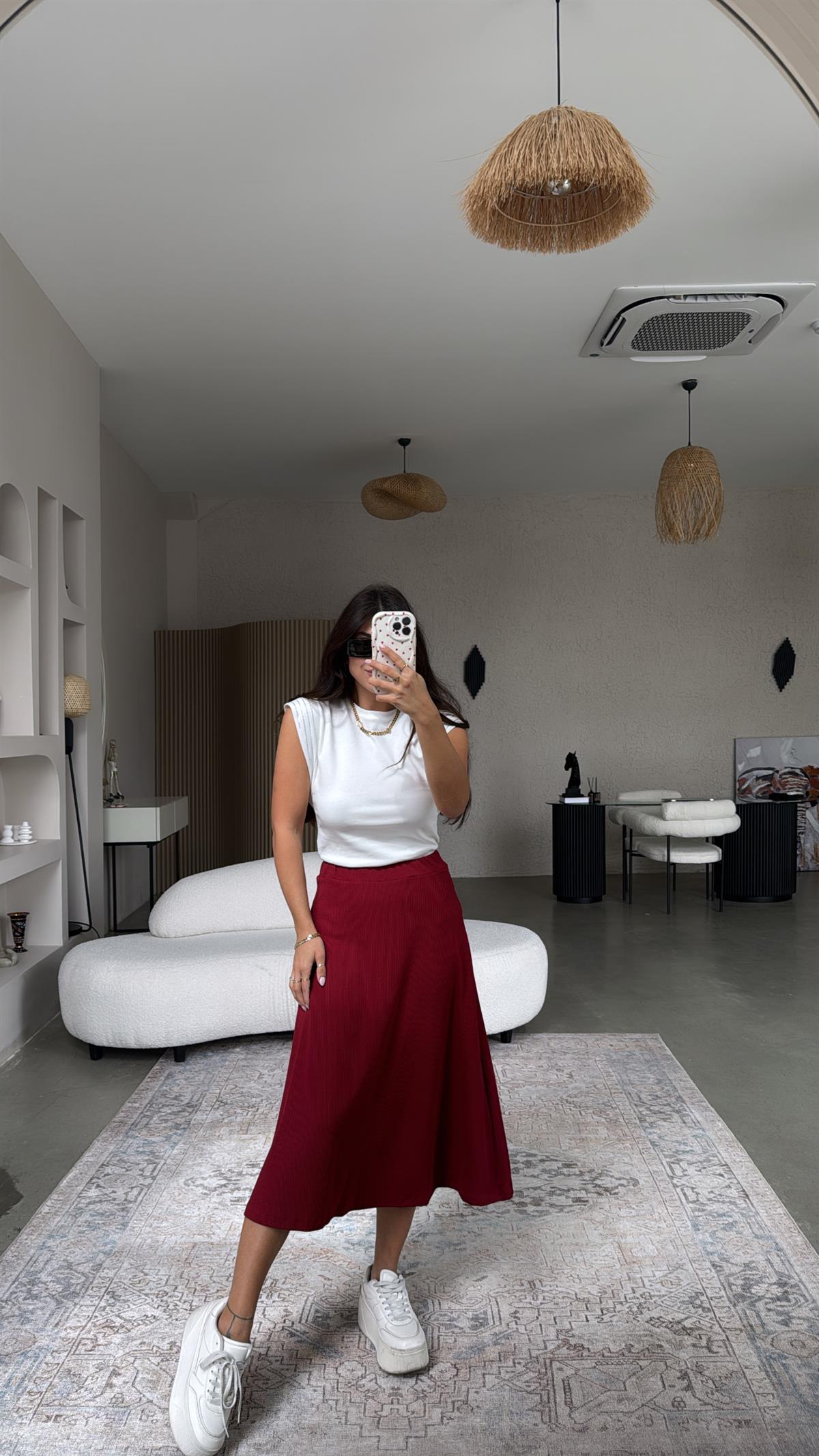 Bordo Kaşkorse Etek