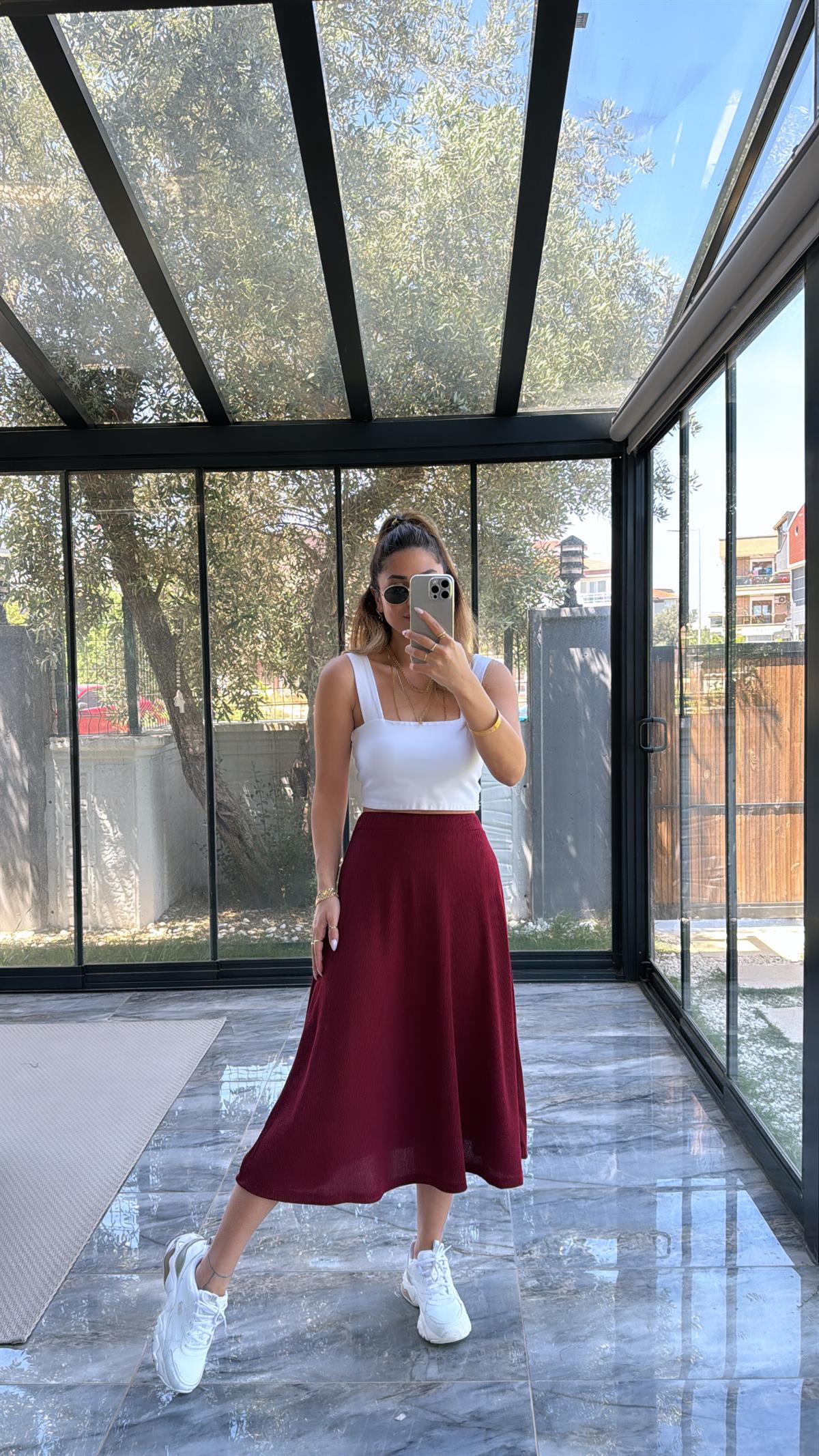 Bordo Kaşkorse Kiloş Etek