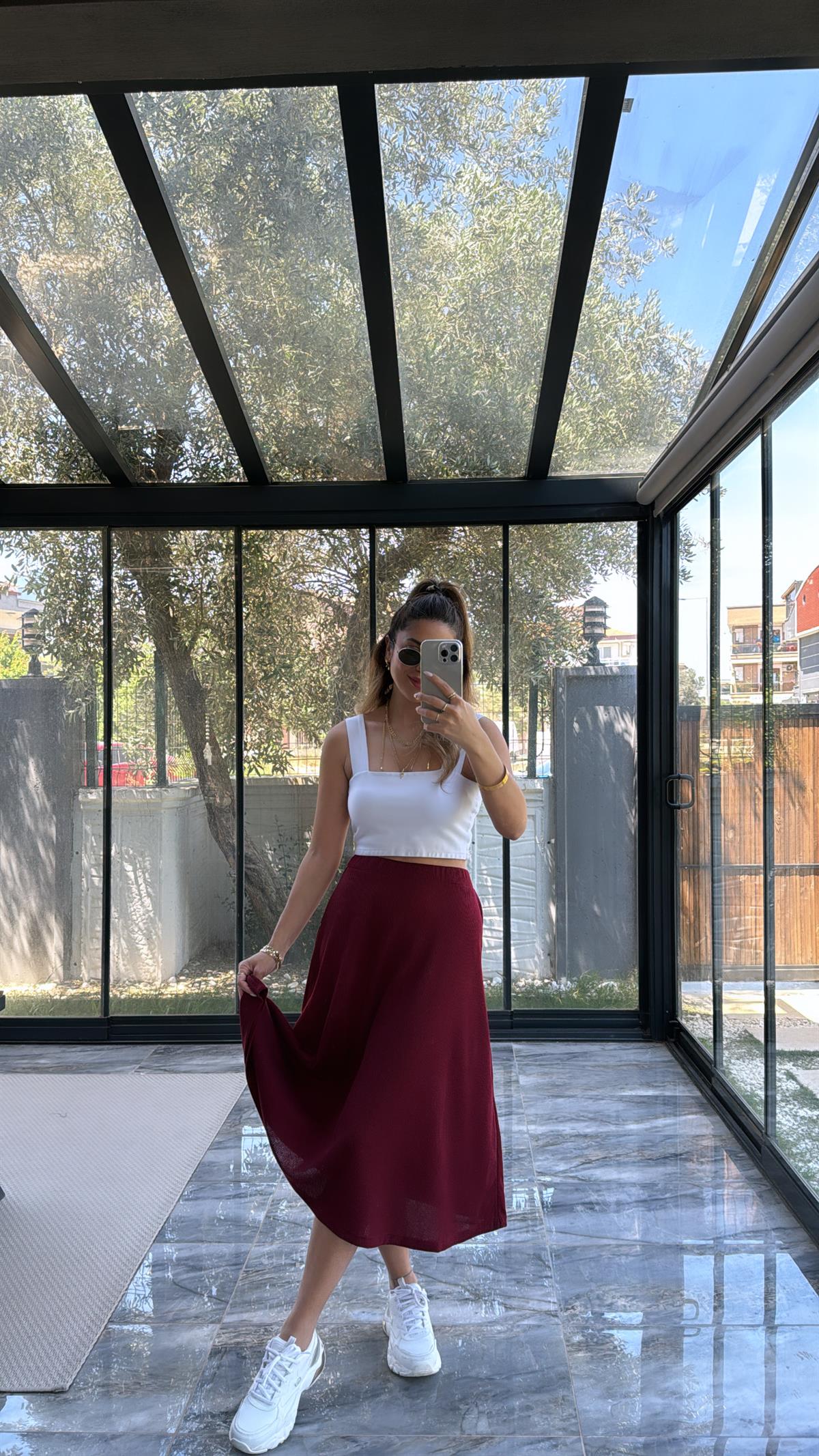 Bordo Kaşkorse Kiloş Etek