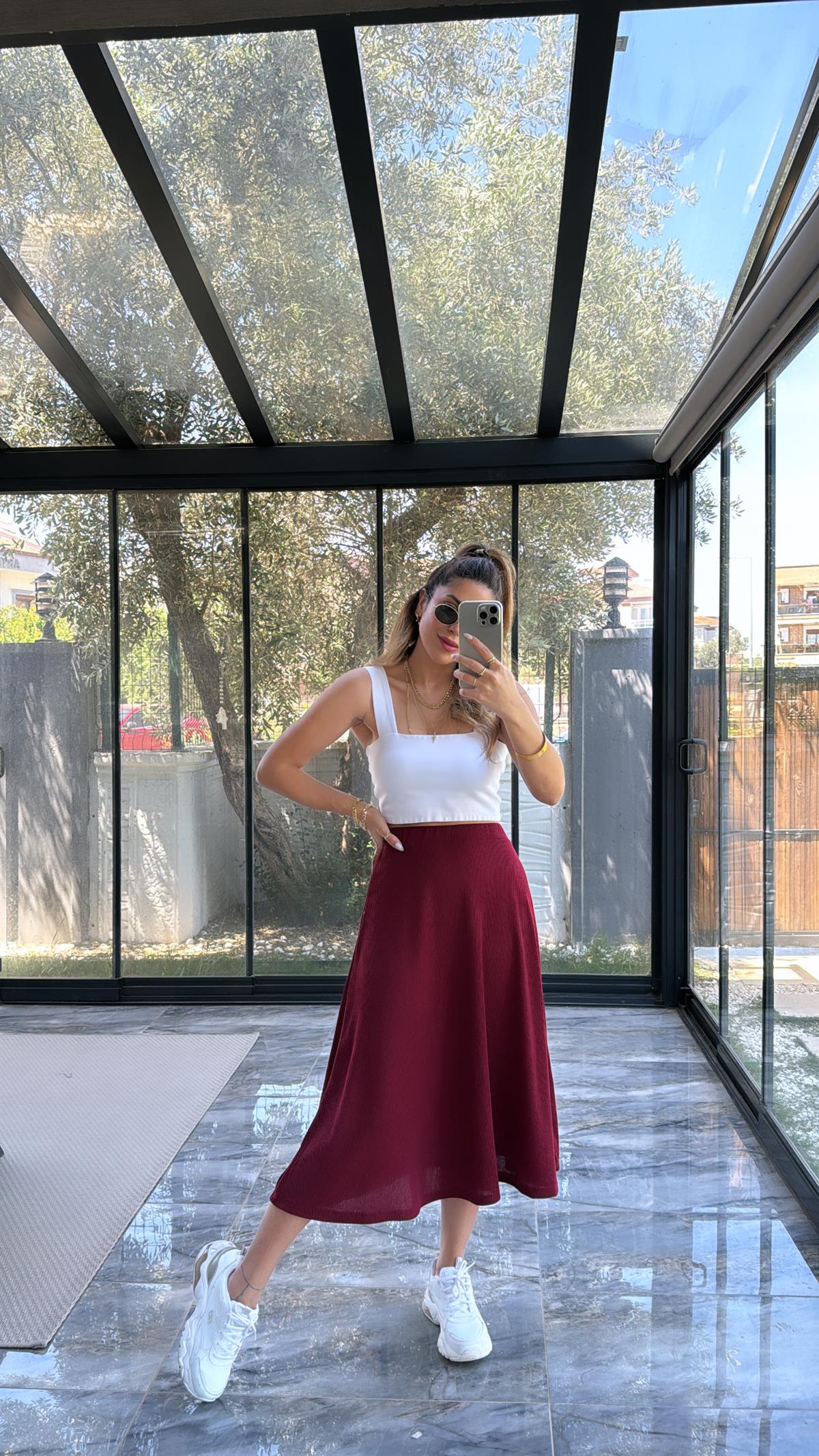 Bordo Kaşkorse Kiloş Etek