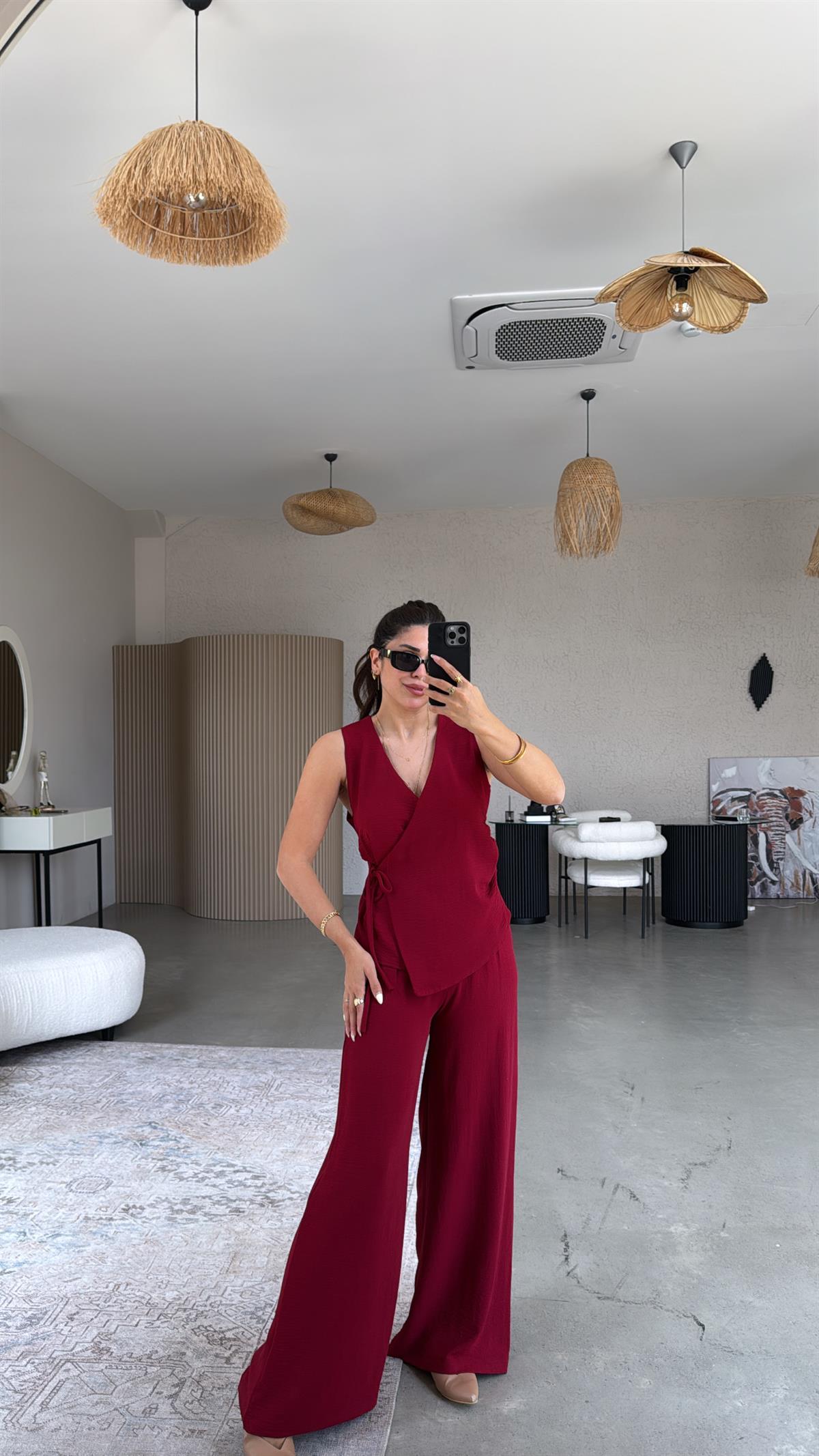 Bordo Kruvaze Aerobin Takım