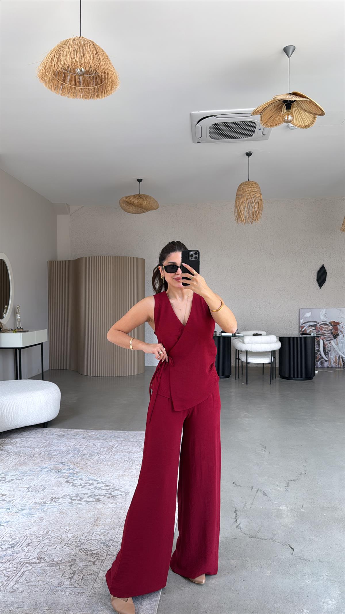 Bordo Kruvaze Aerobin Takım