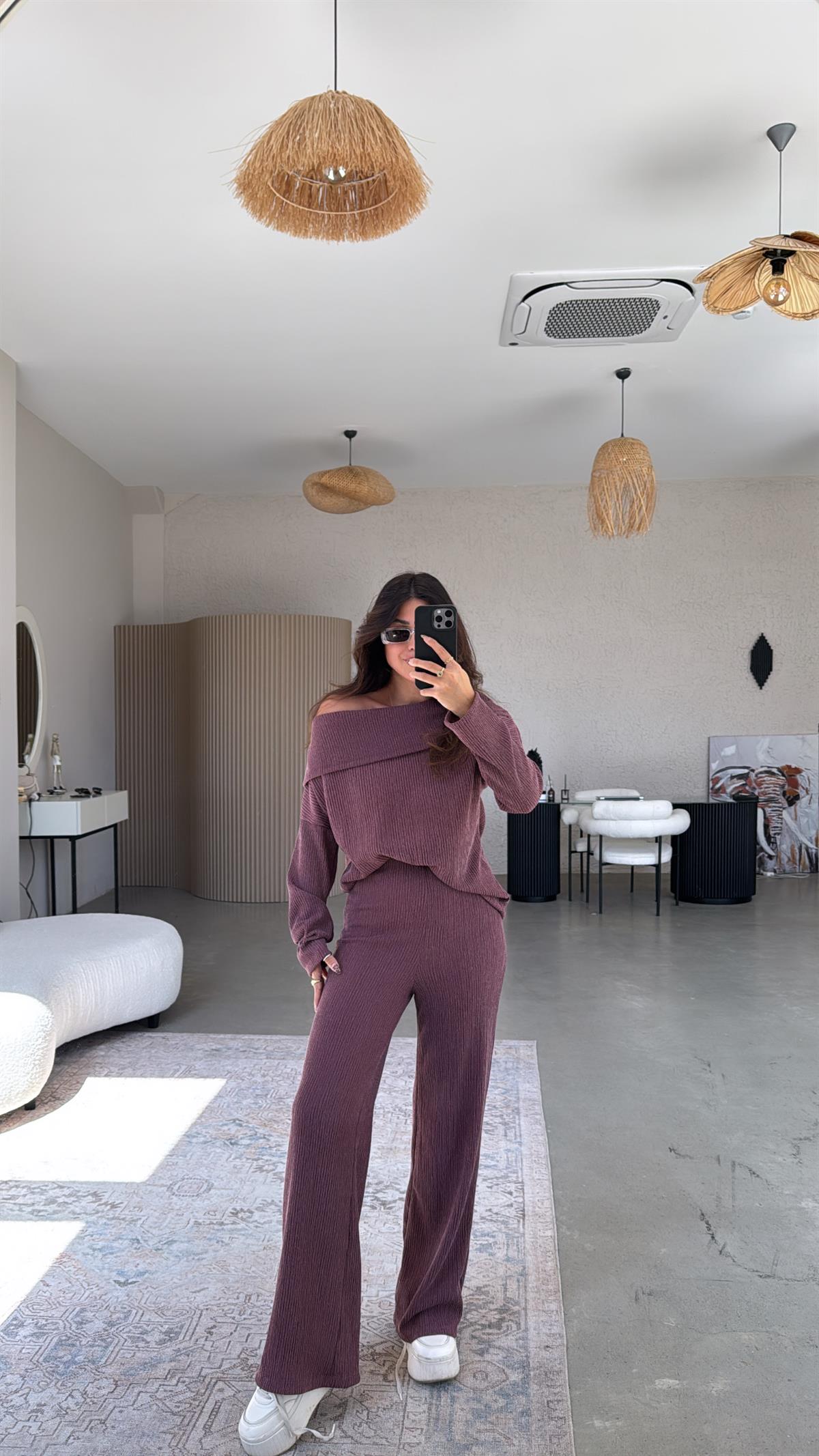 Bordo Madonna Bürümcük Takım