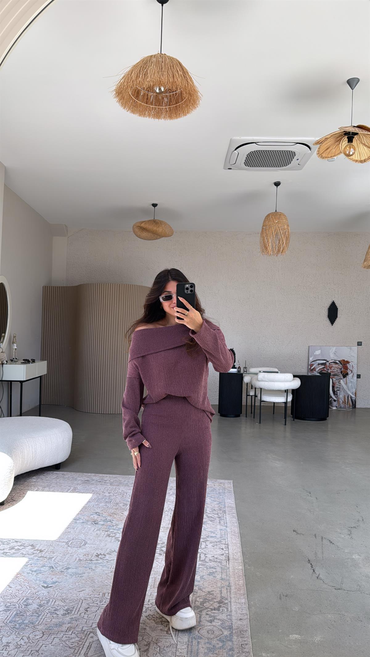 Bordo Madonna Bürümcük Takım