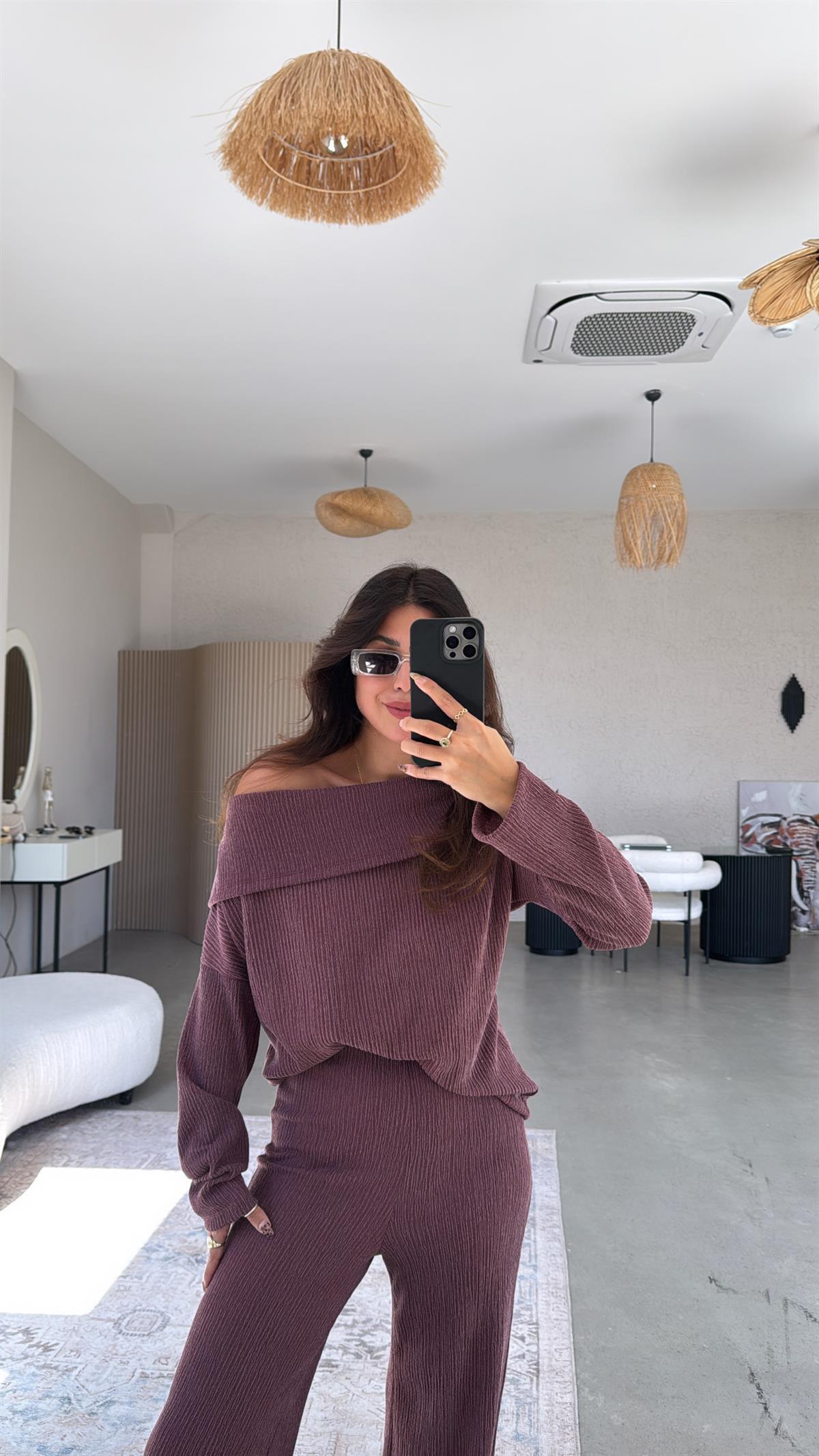 Bordo Madonna Bürümcük Takım