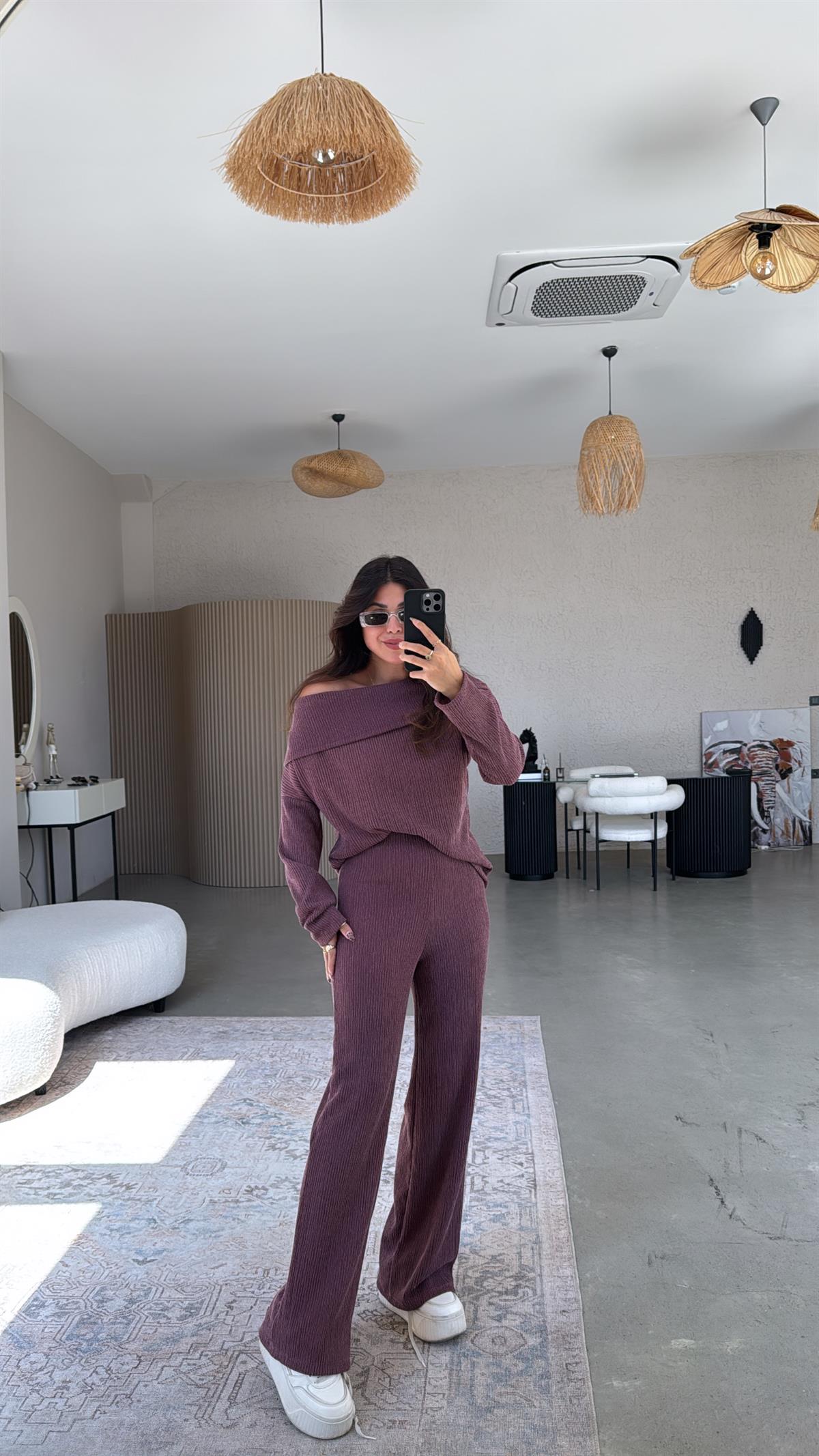 Bordo Madonna Bürümcük Takım