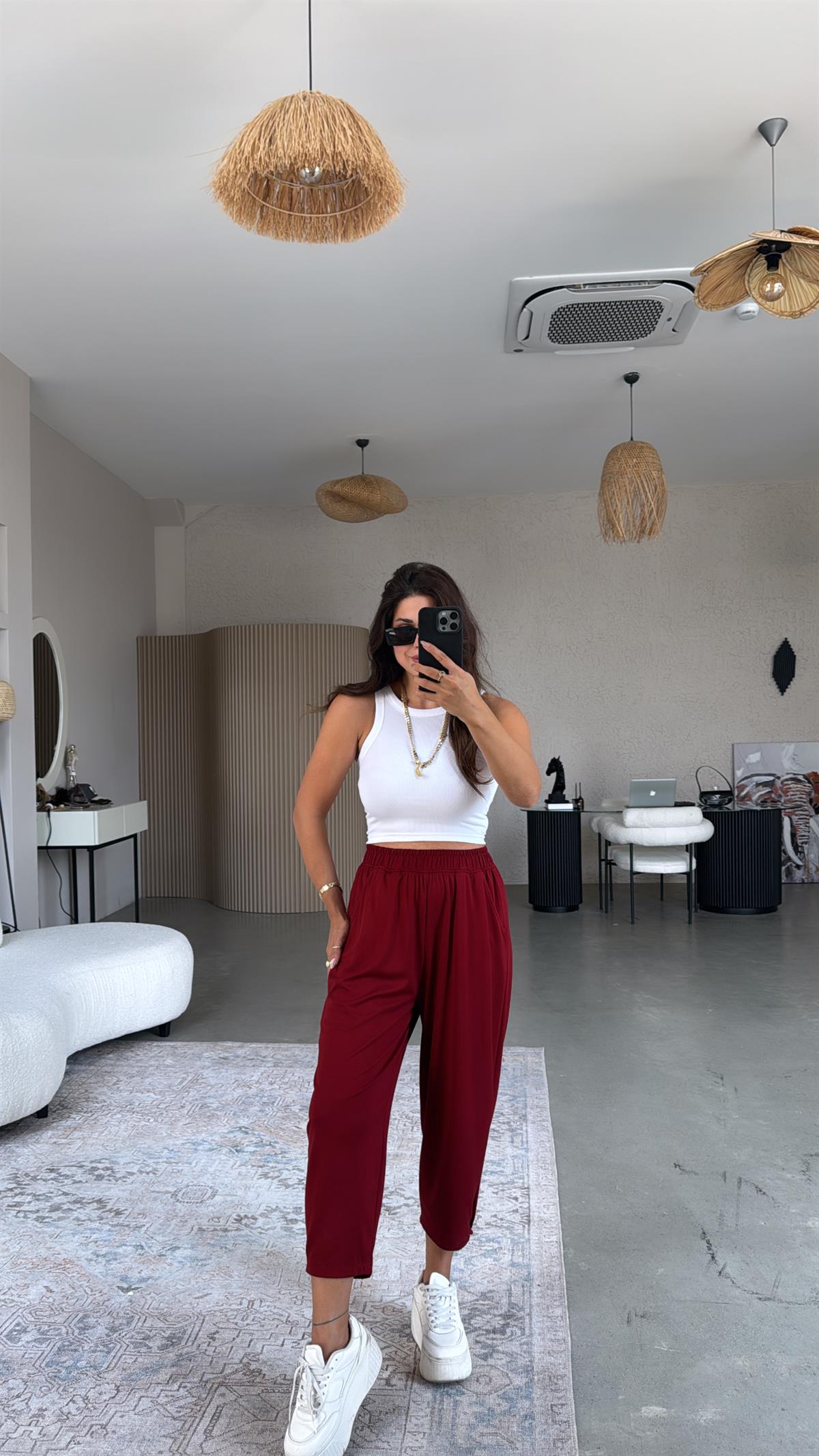 Bordo Modal Baggy Eşofman