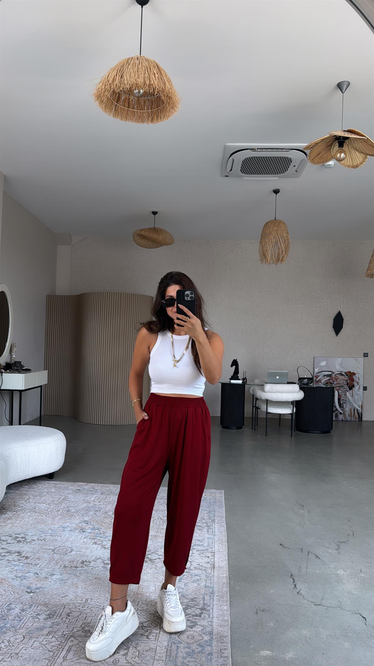 Bordo Modal Baggy Eşofman