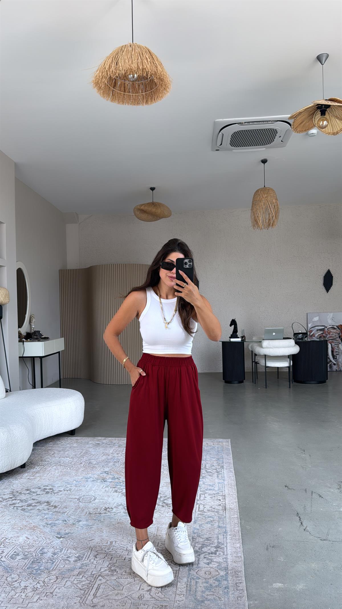 Bordo Modal Baggy Eşofman