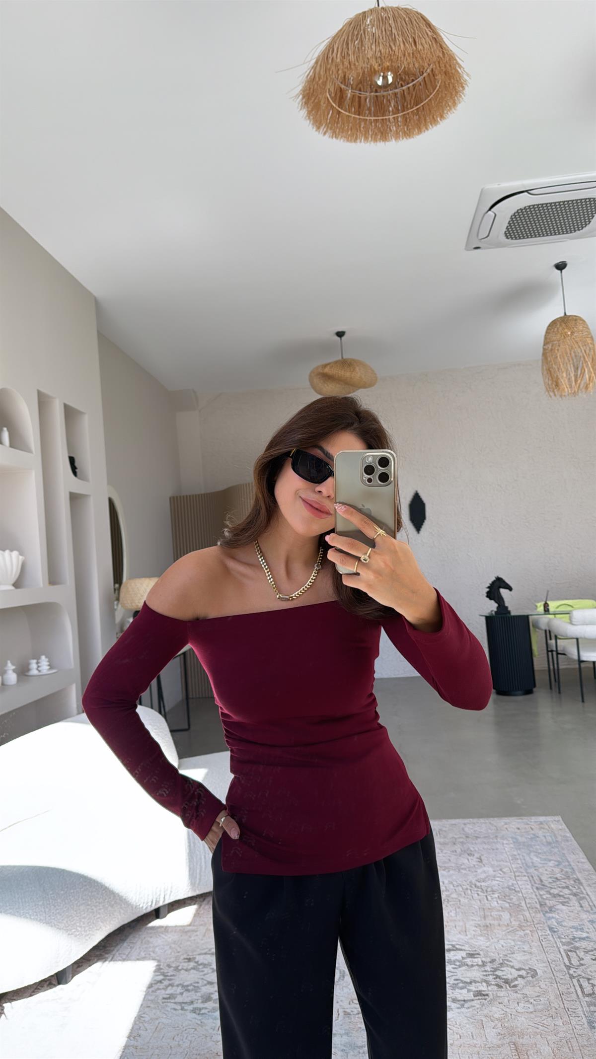 Bordo Modal Drapeli Bluz