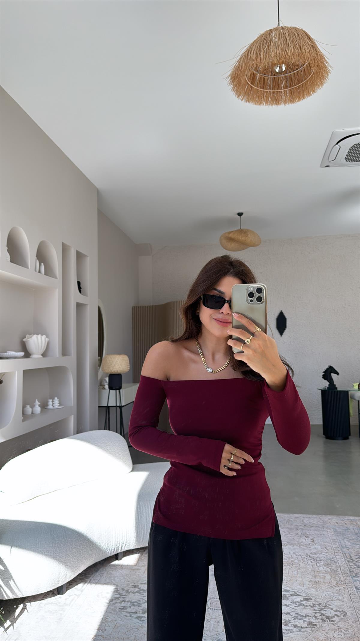 Bordo Modal Drapeli Bluz