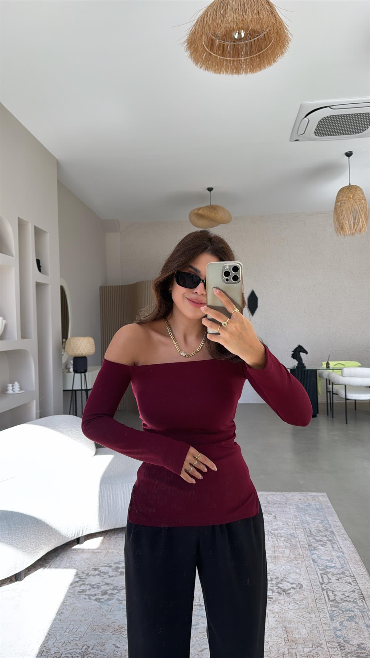 Bordo Modal Drapeli Bluz