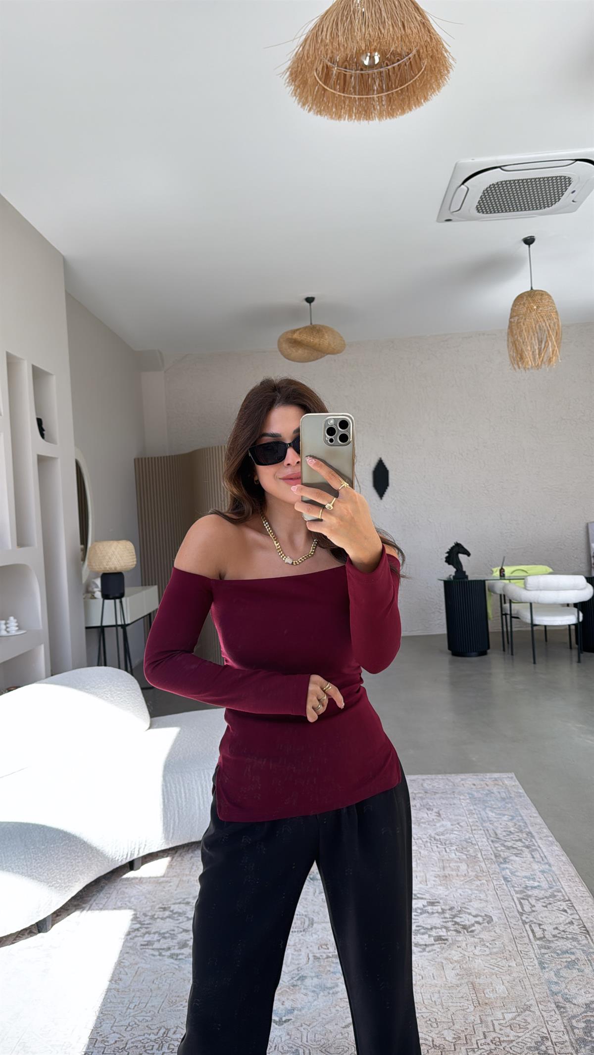 Bordo Modal Drapeli Bluz