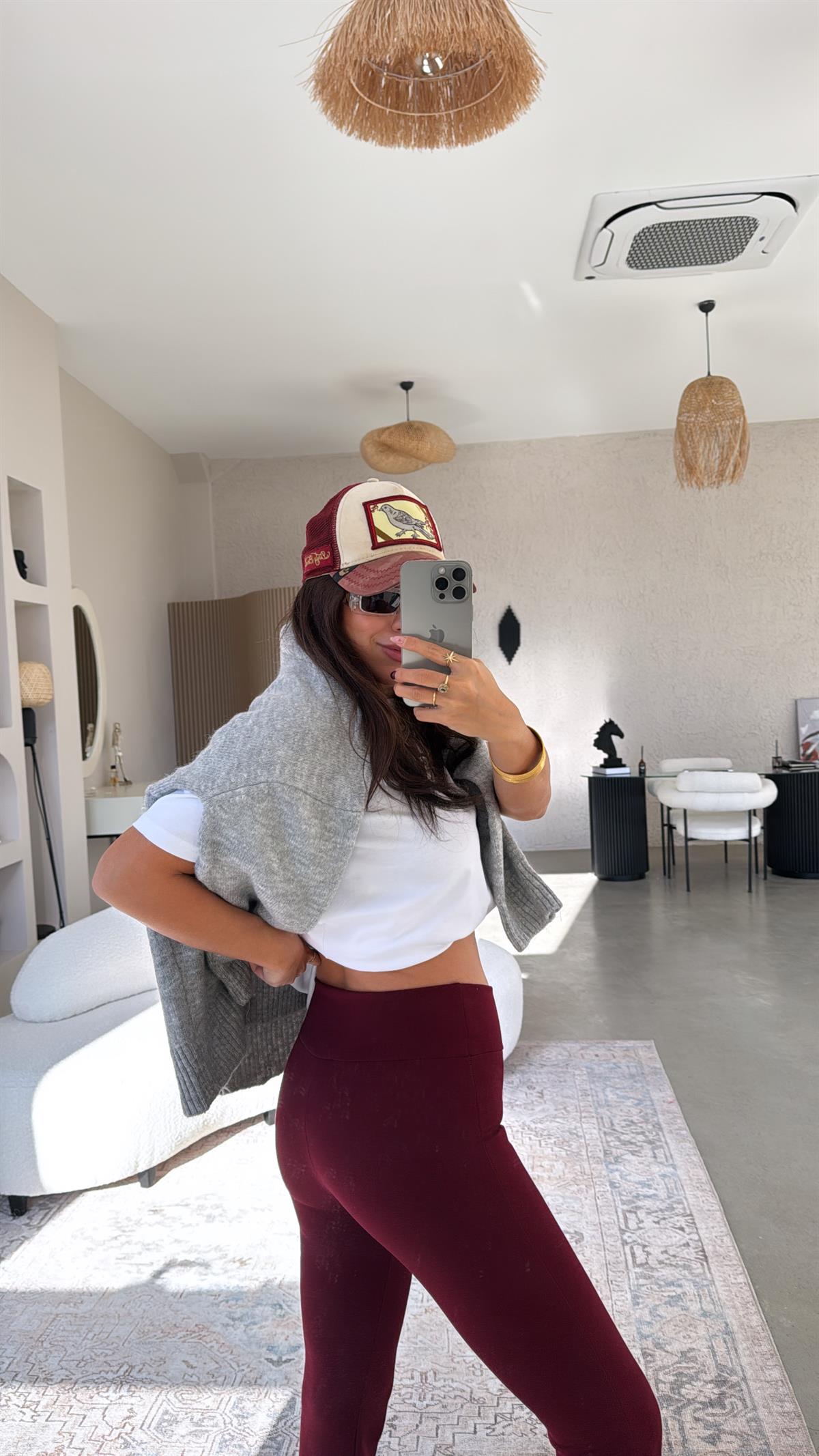 Bordo Modal İspanyol Tayt