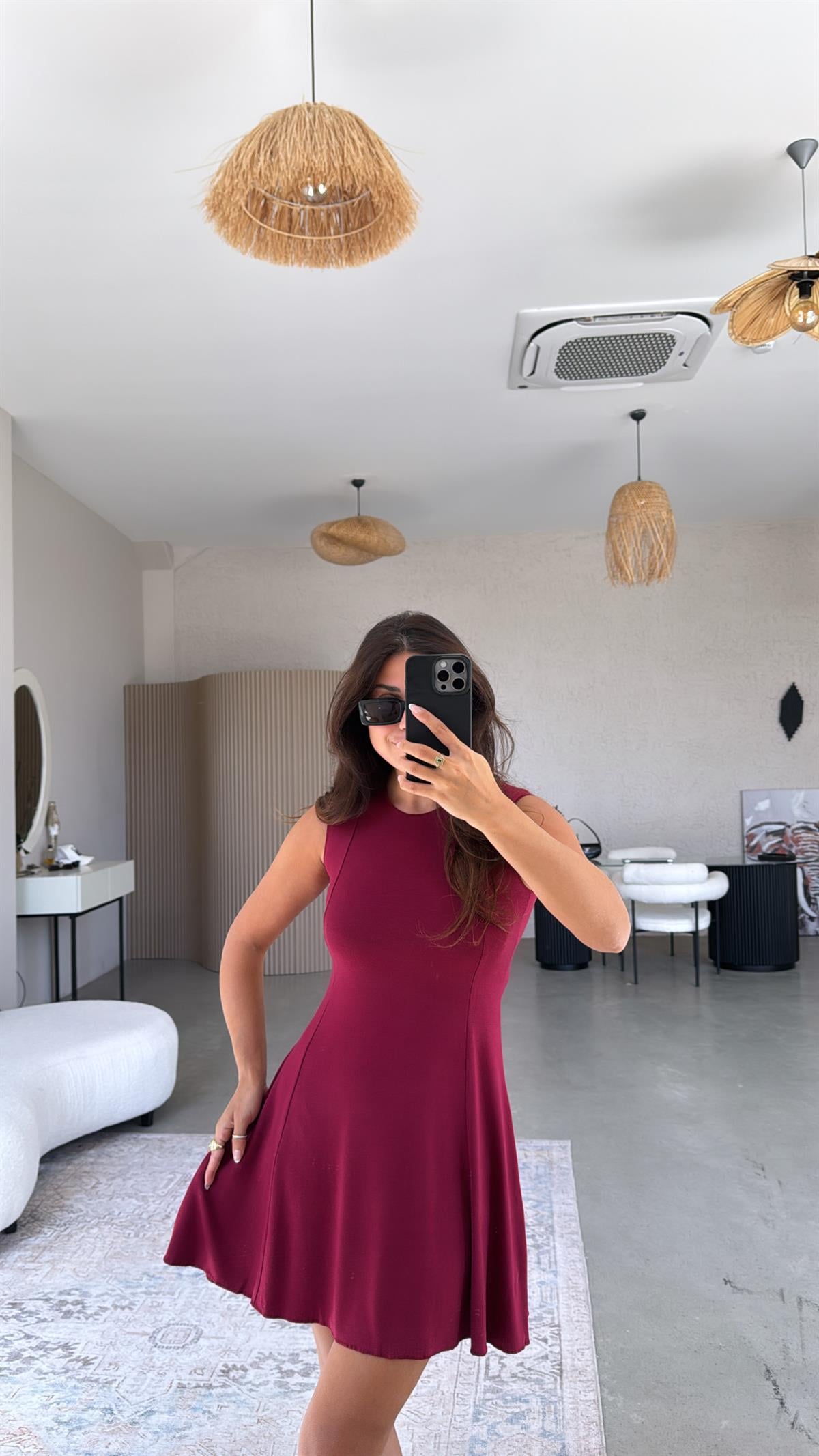 Bordo Modal Kiloş Basic Elbise