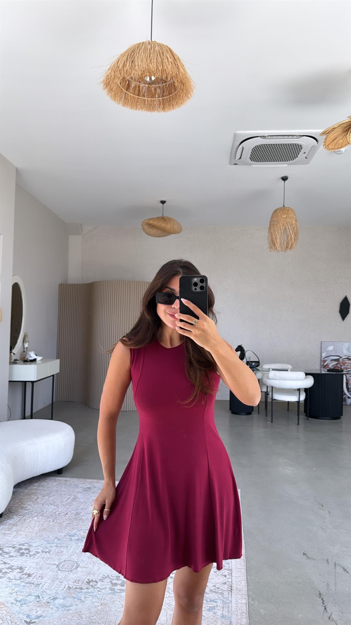 Bordo Modal Kiloş Basic Elbise