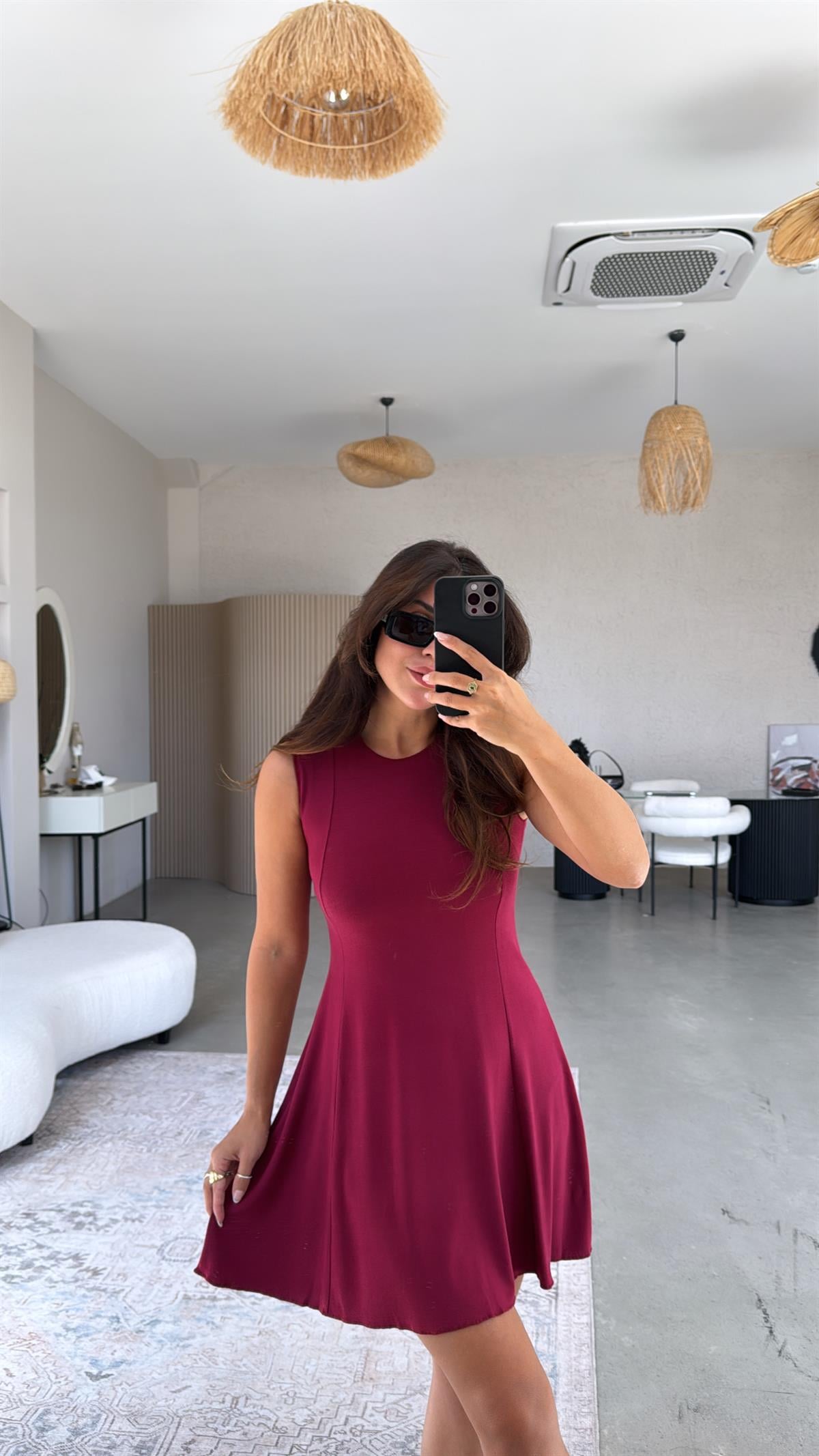 Bordo Modal Kiloş Basic Elbise