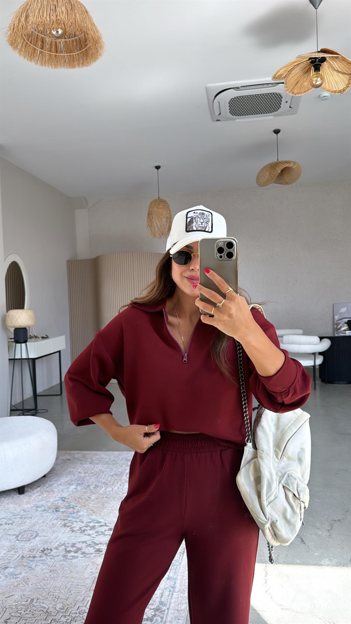Bordo Modal Polo Yaka Takım
