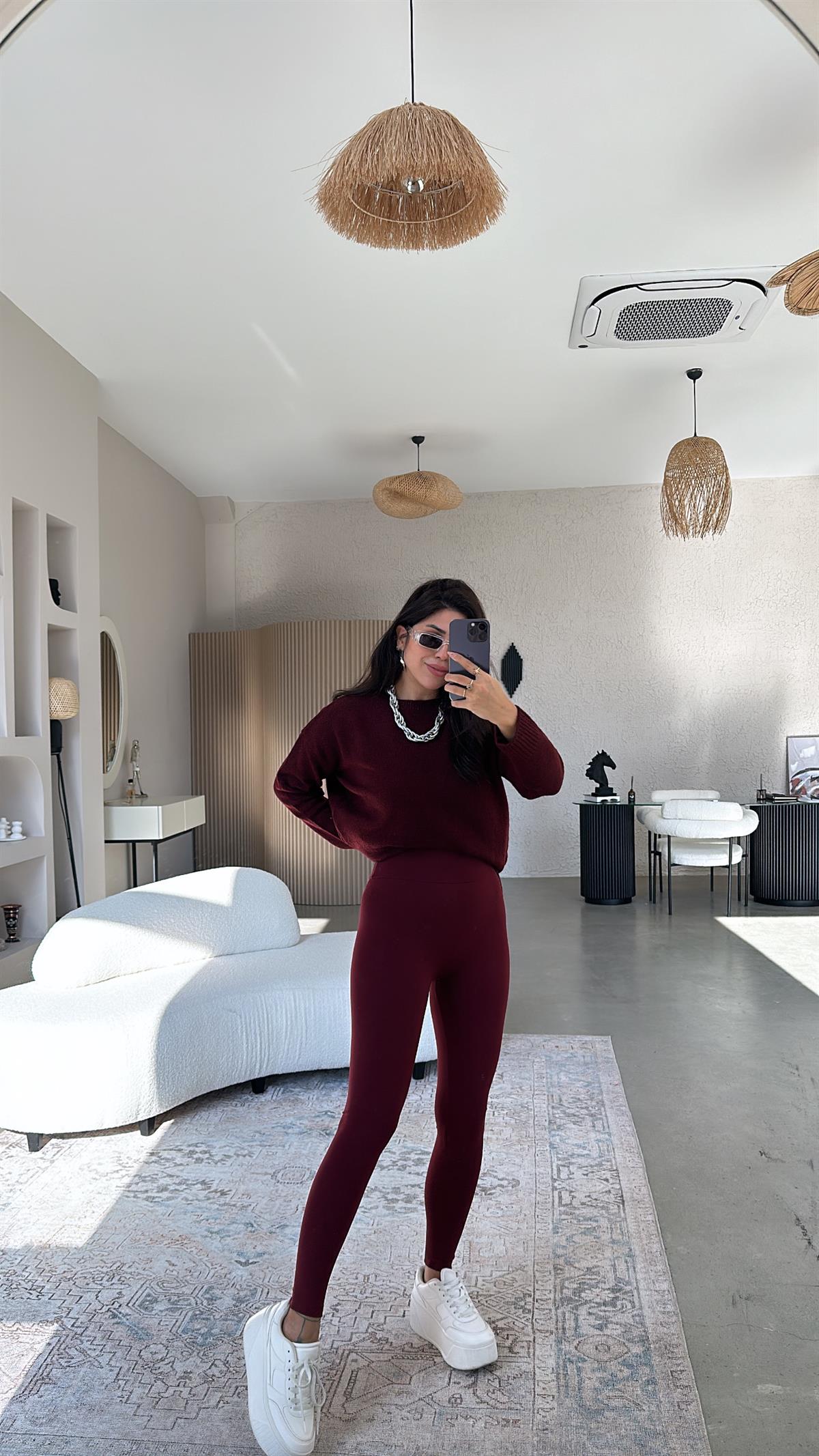 Bordo Oys Basic Orijinal Tayt