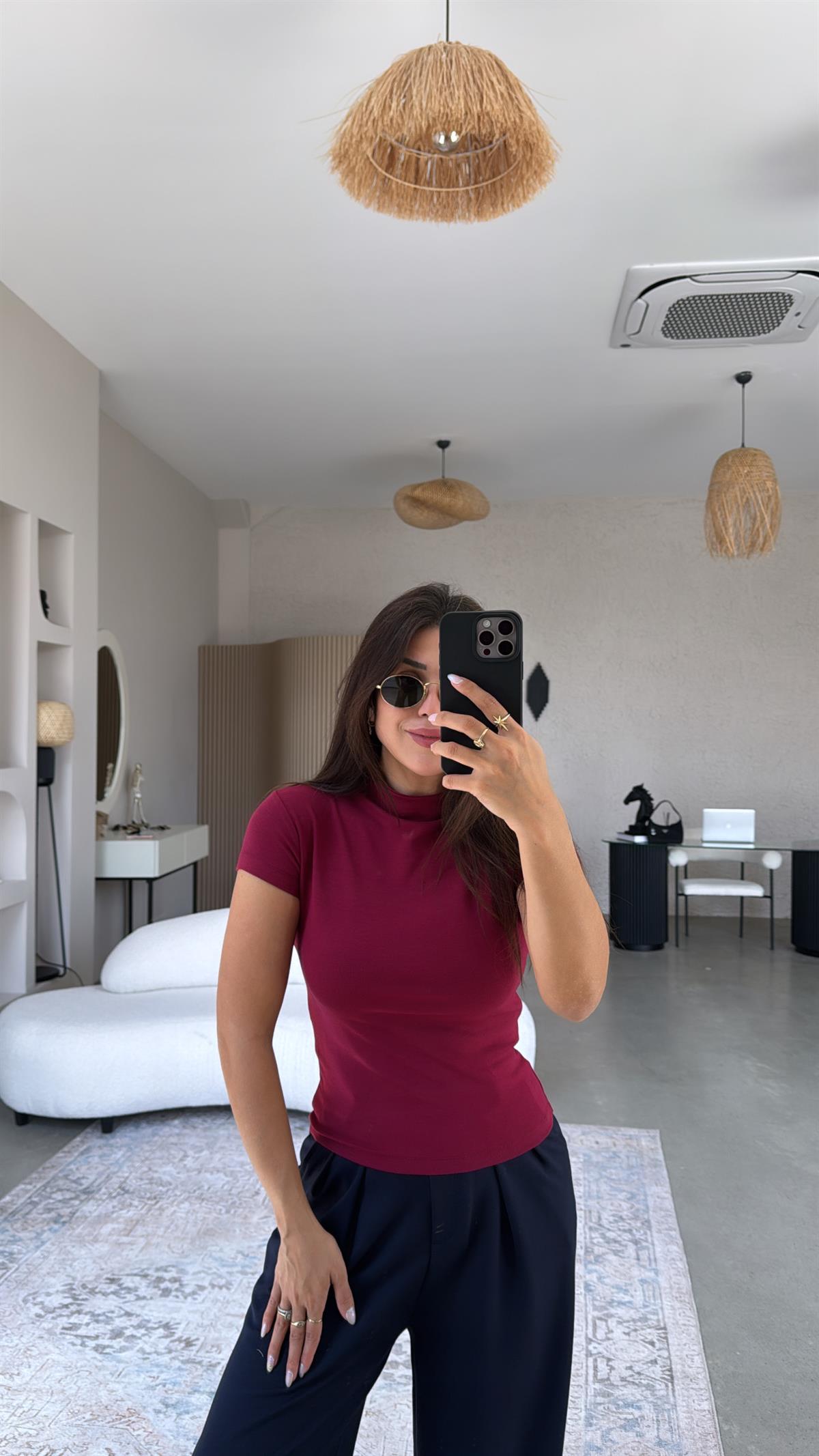 Bordo Oys Modal Dik Yaka Basic