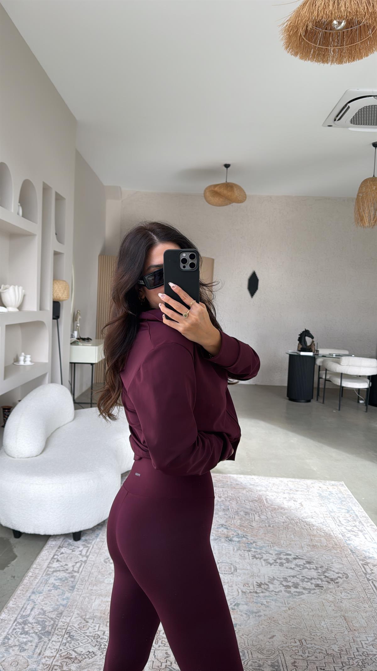 Bordo Oys Tayt Ceket Takım