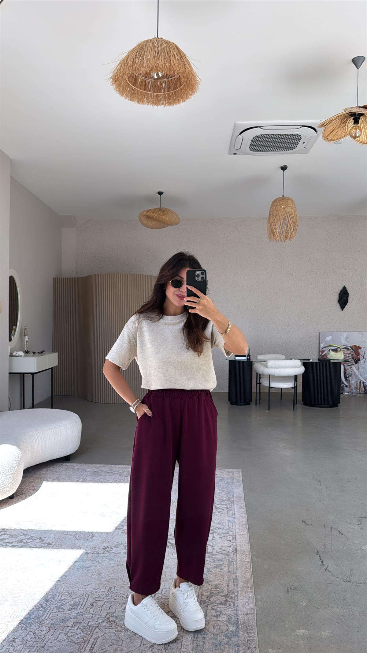 Bordo Paça Tutturmalı Eşofman