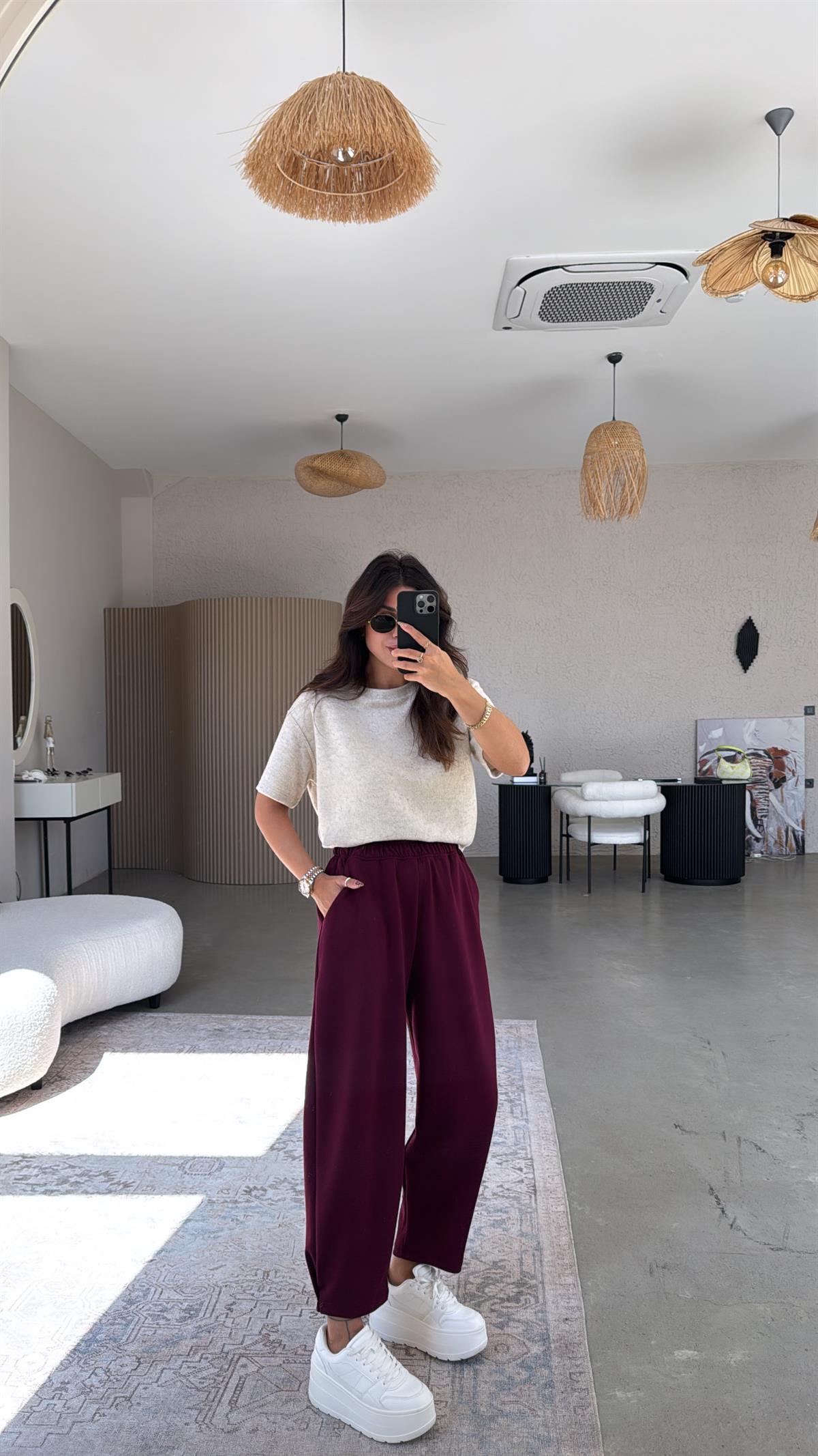 Bordo Paça Tutturmalı Eşofman