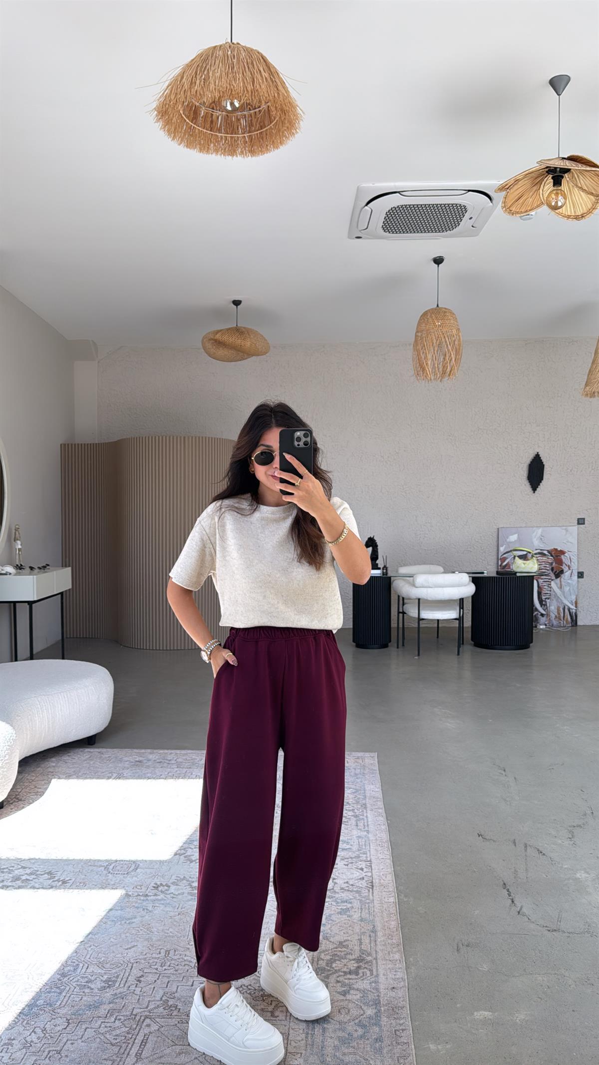 Bordo Paça Tutturmalı Eşofman