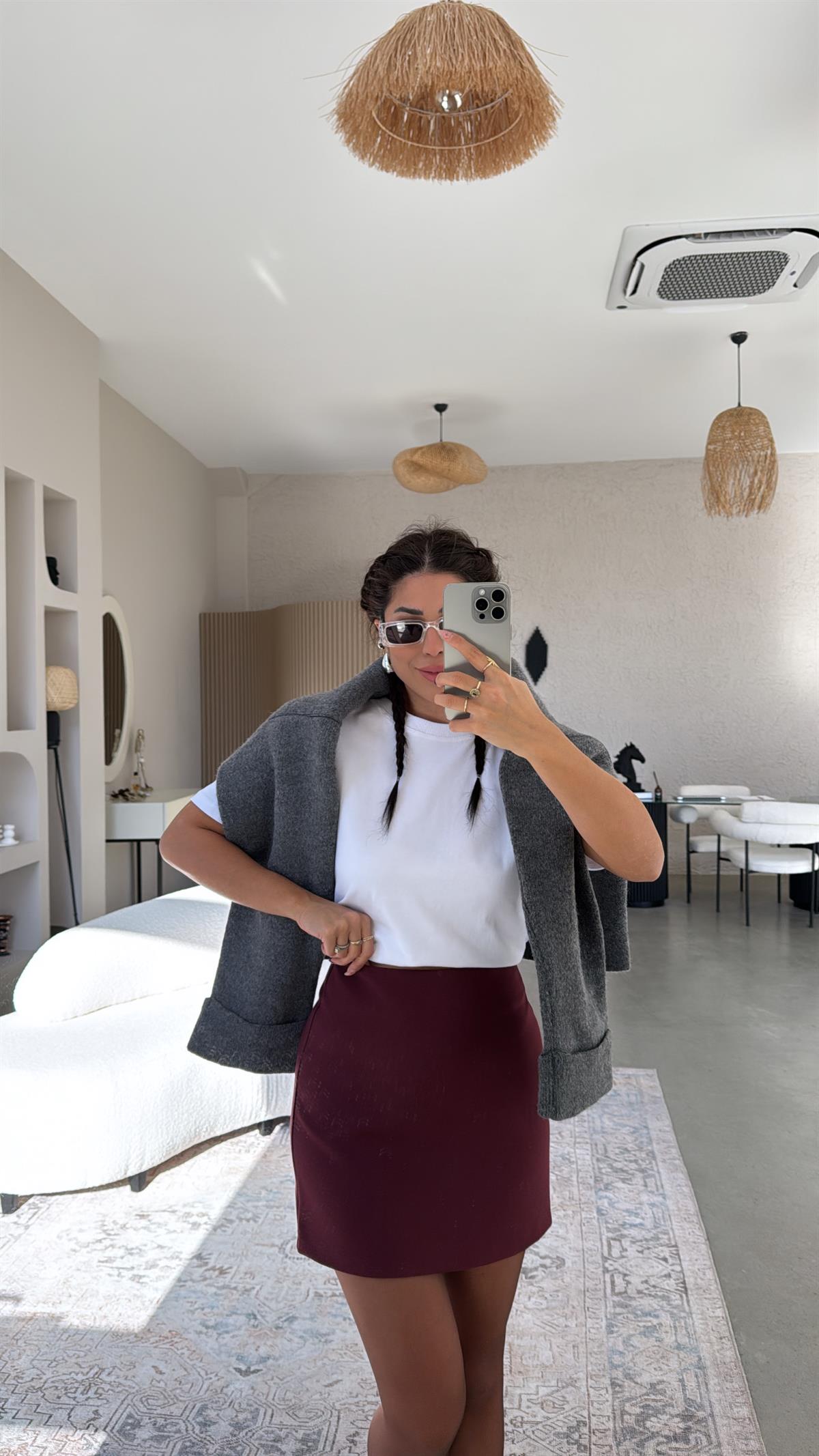 Bordo Premium Mini Etek