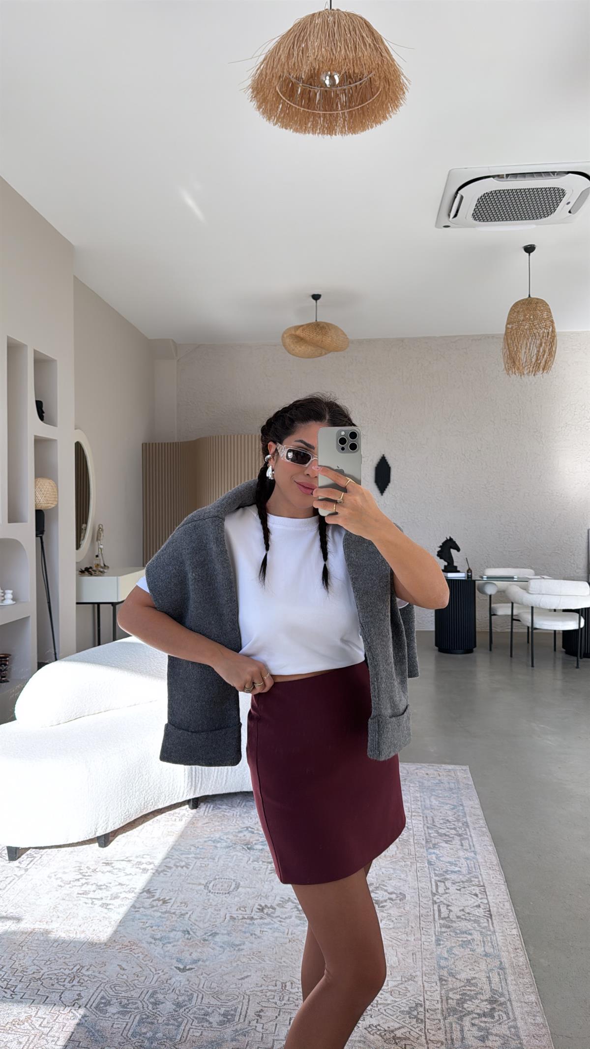 Bordo Premium Mini Etek