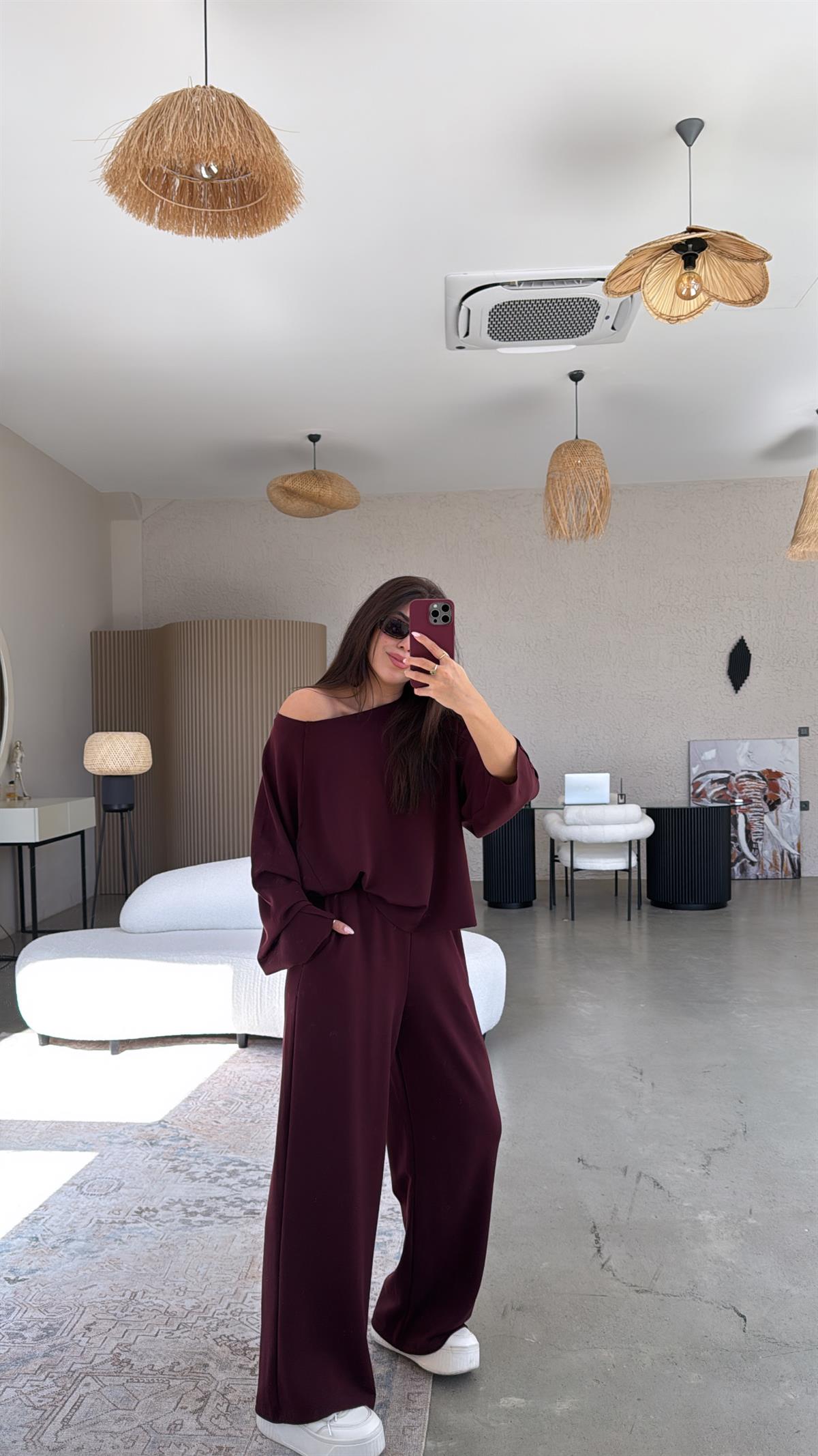 Bordo Premium Ters Dikiş Takım