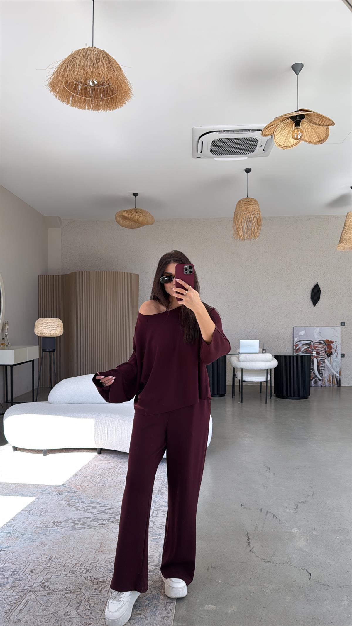 Bordo Premium Ters Dikiş Takım