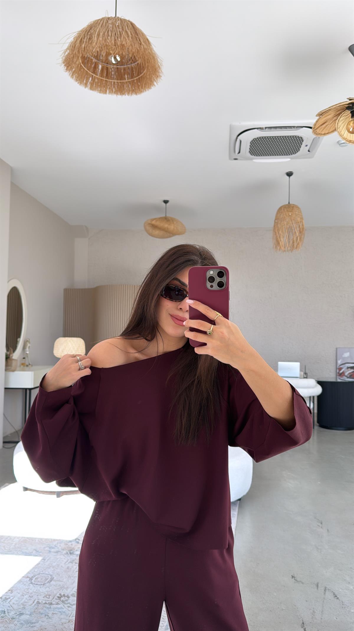 Bordo Premium Ters Dikiş Takım