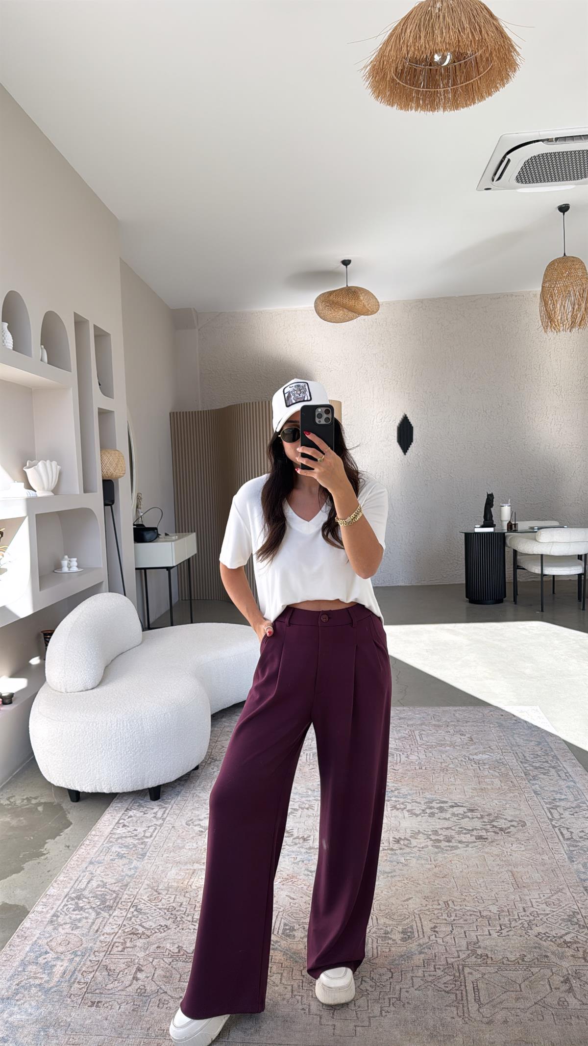 Bordo Relax Pantolon